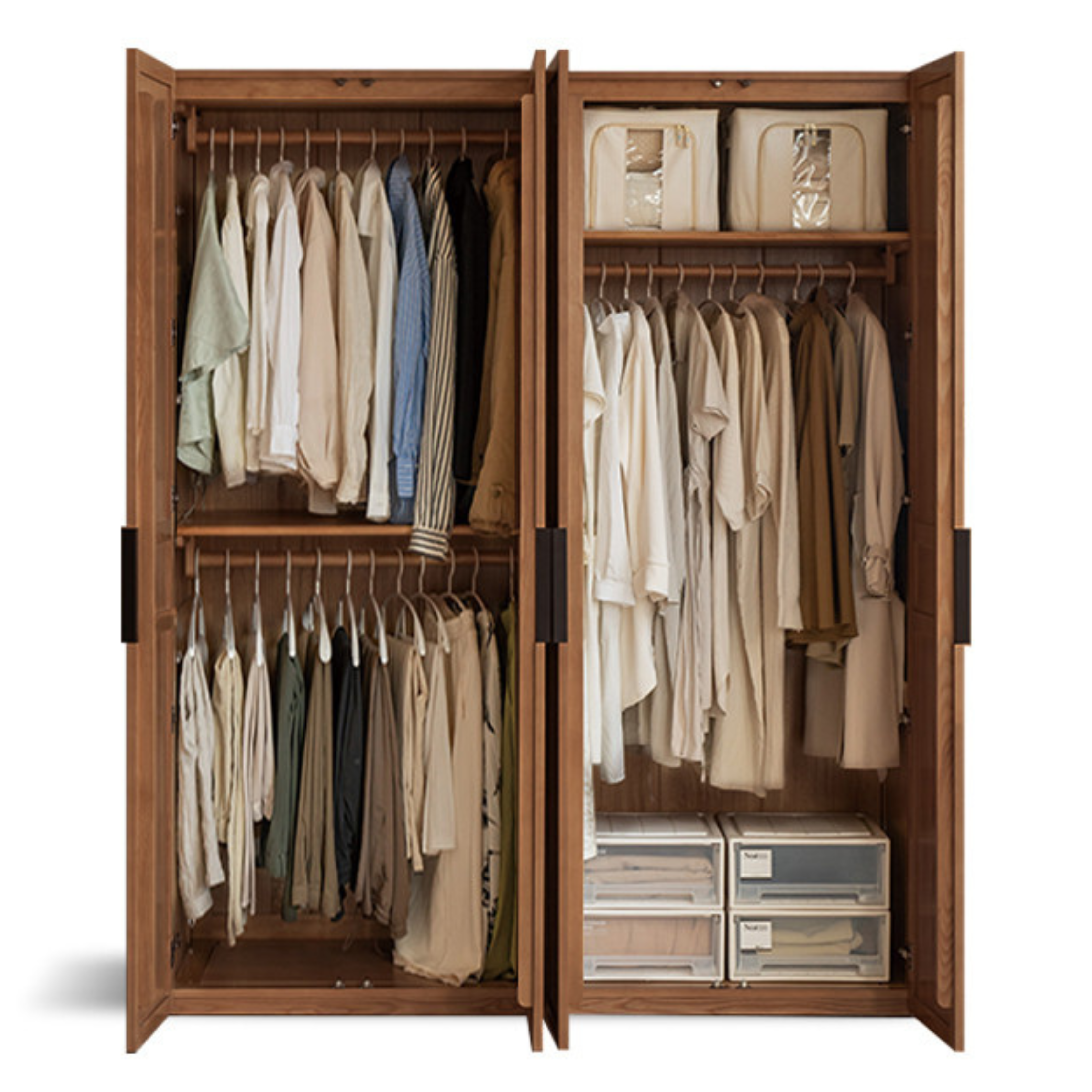 Black Walnut, Ash Solid Wood Wardrobe Modern Simple.