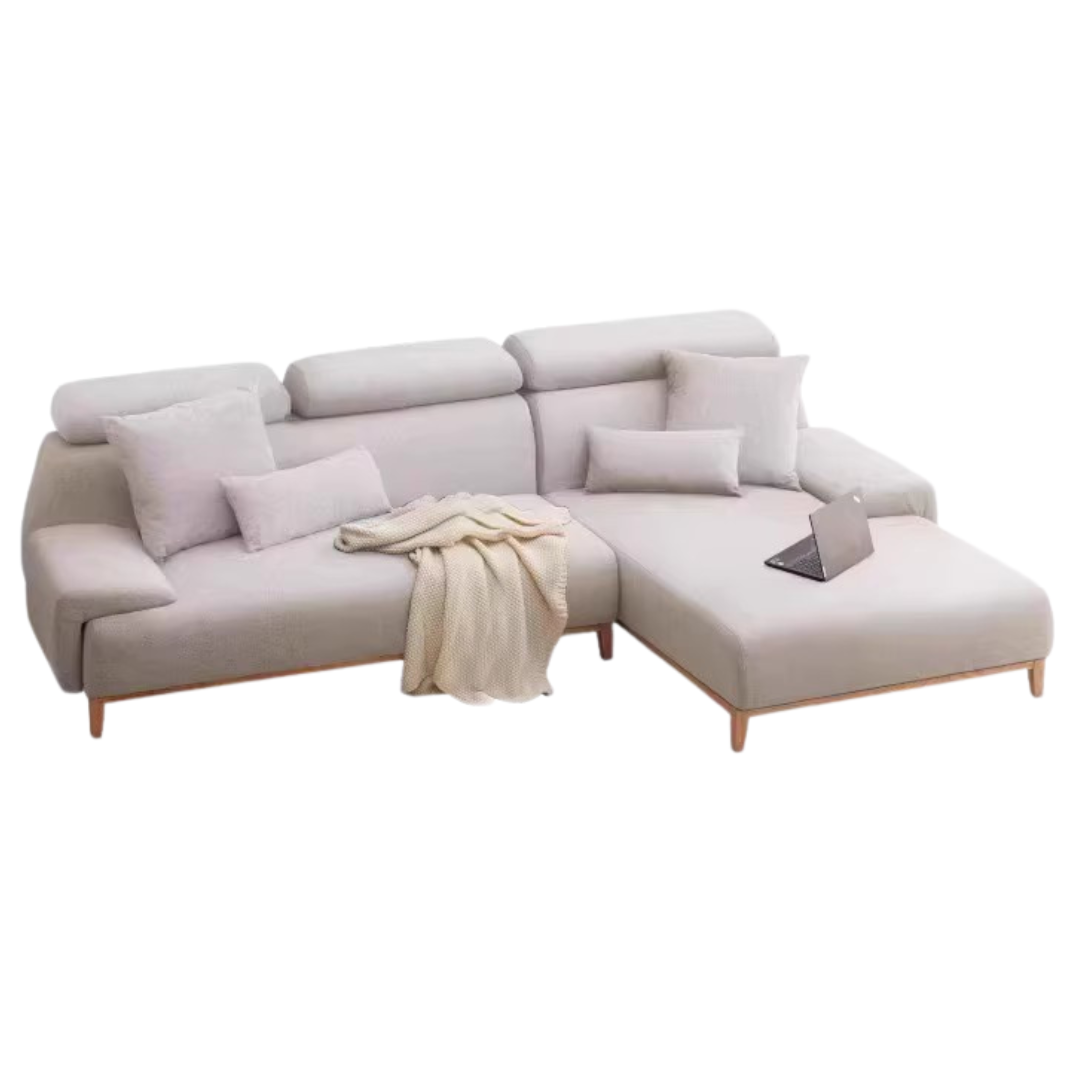 Fabric Modern Corner Sofa with High Back, Frame - Russian Larch