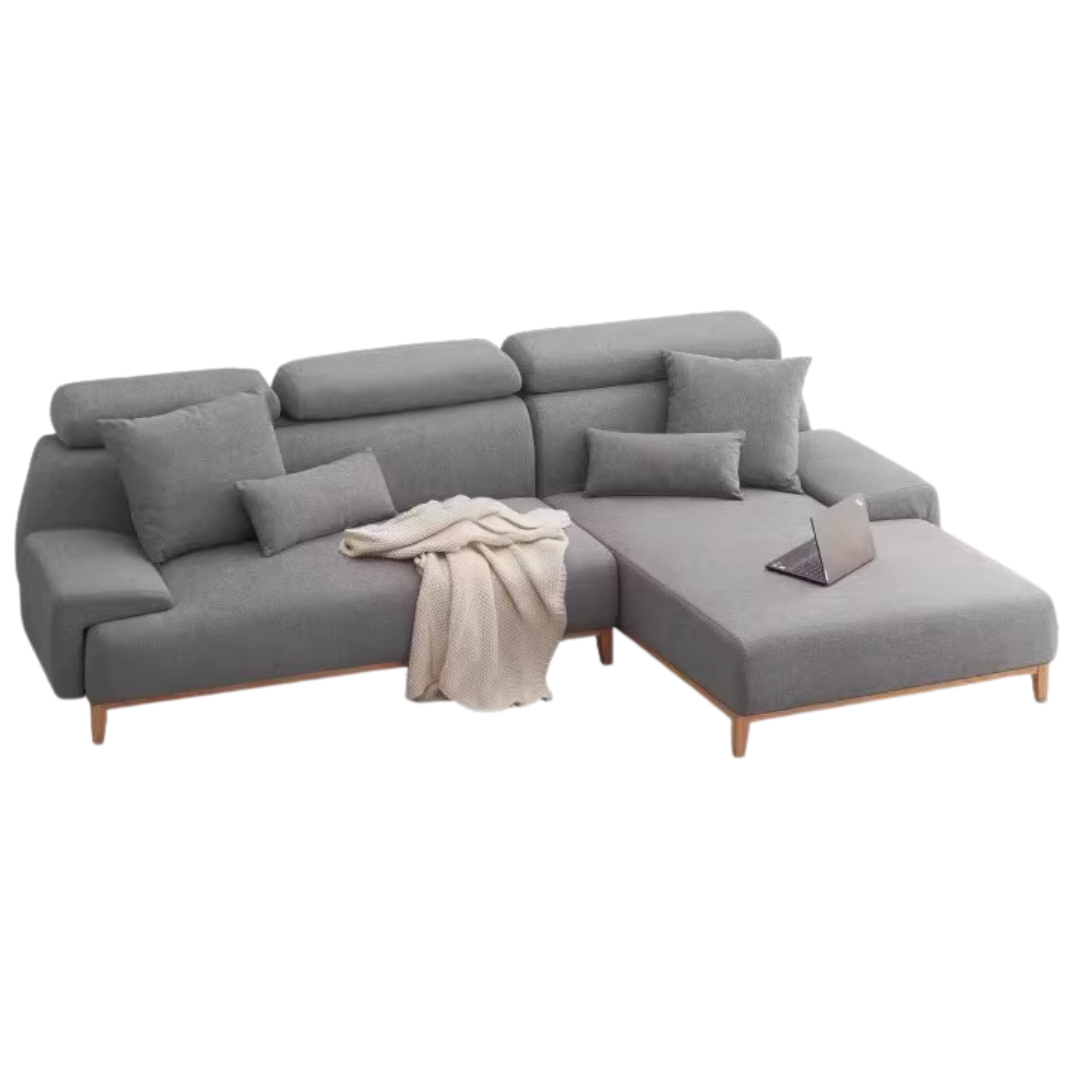 Fabric Modern Corner Sofa with High Back, Frame - Russian Larch