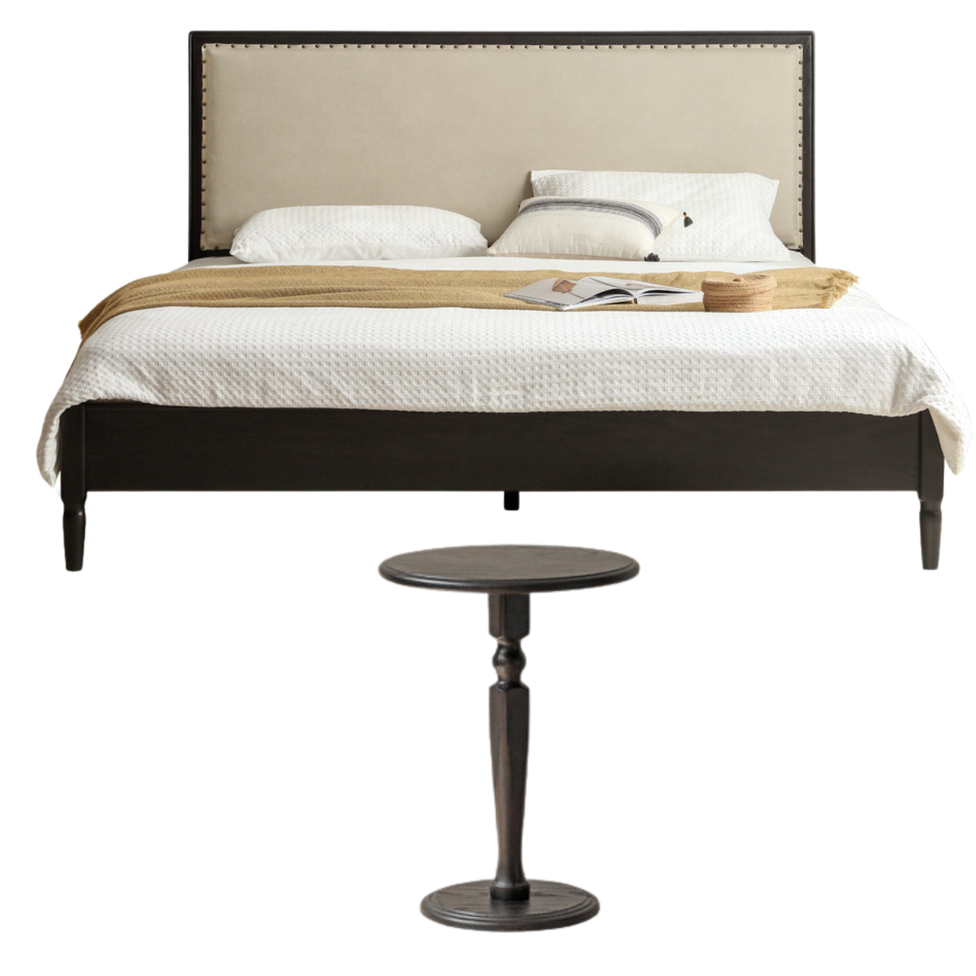 Oak Solid Wood Technology Cloth American Soft Back Bed