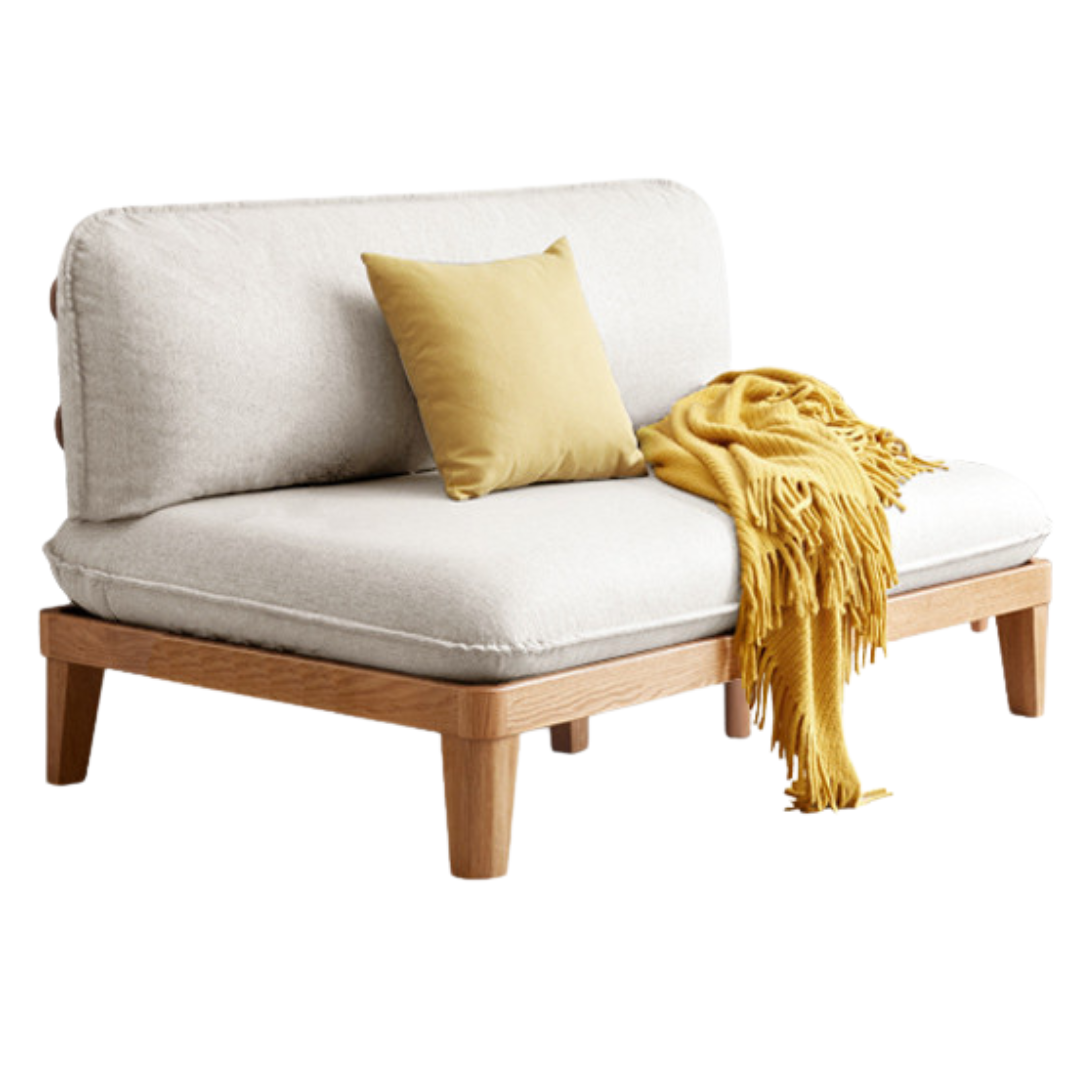 Oak Solid Wood Fabric Sofa.