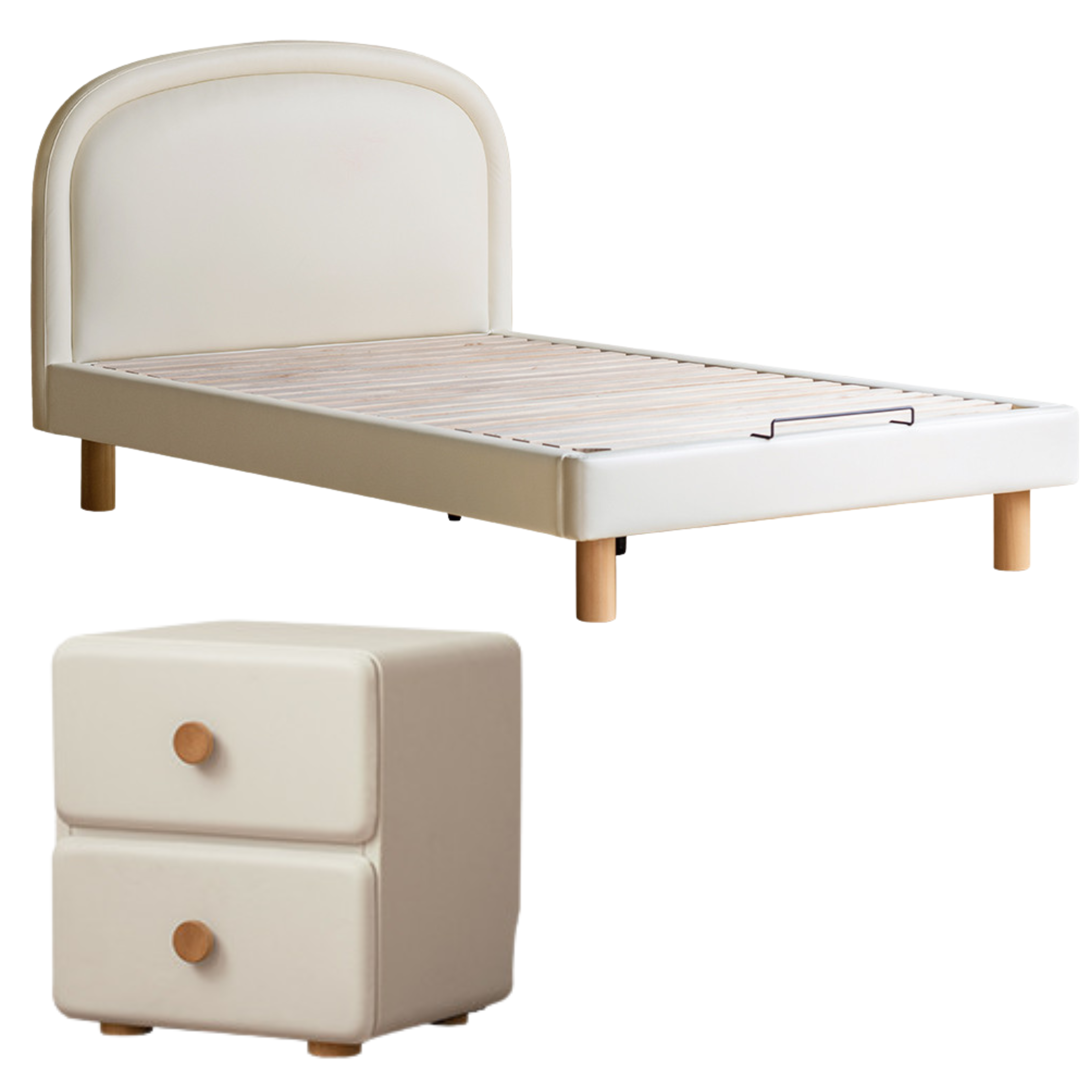 Cream style Organic Leather kid's Bed<