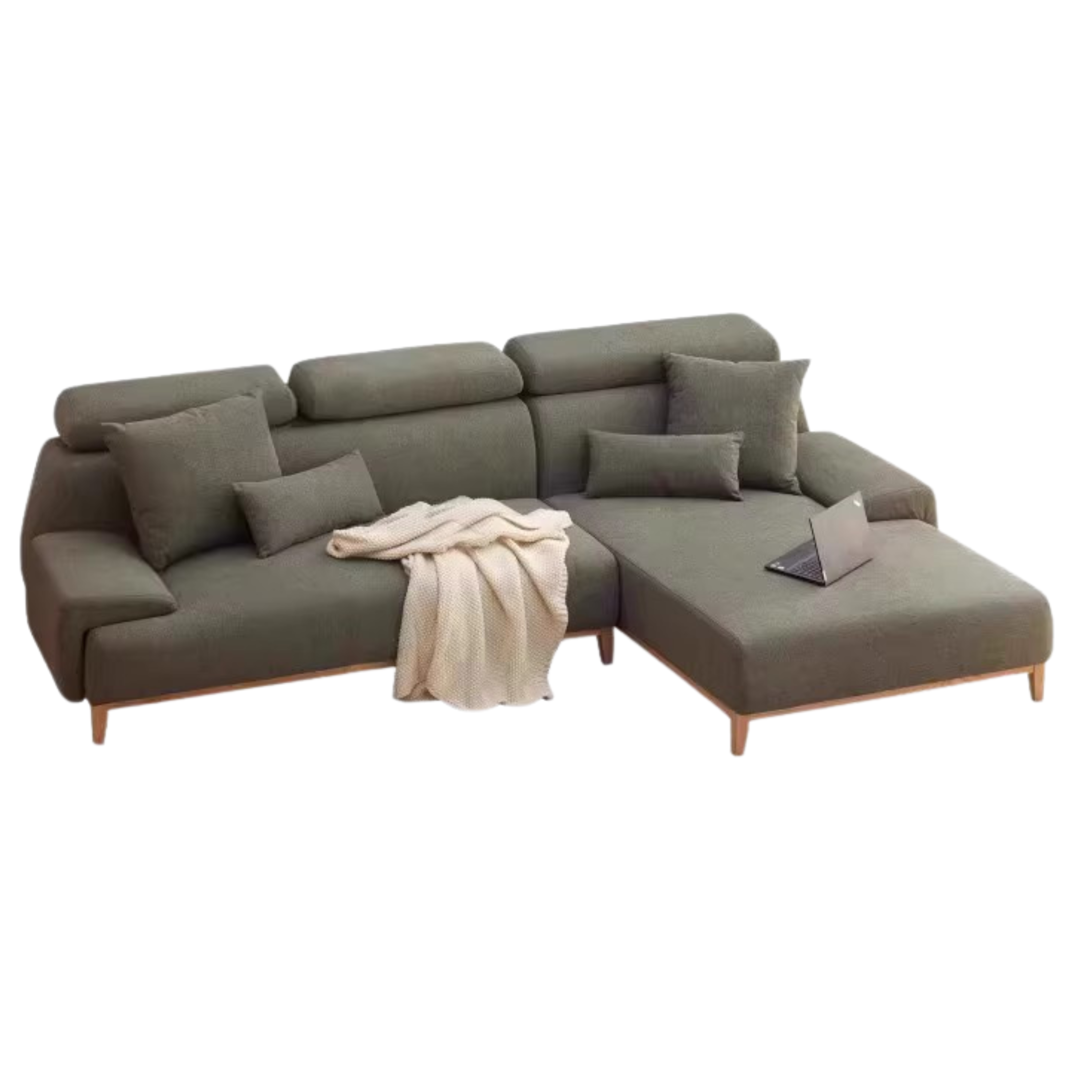 Fabric Modern Corner Sofa with High Back, Frame - Russian Larch