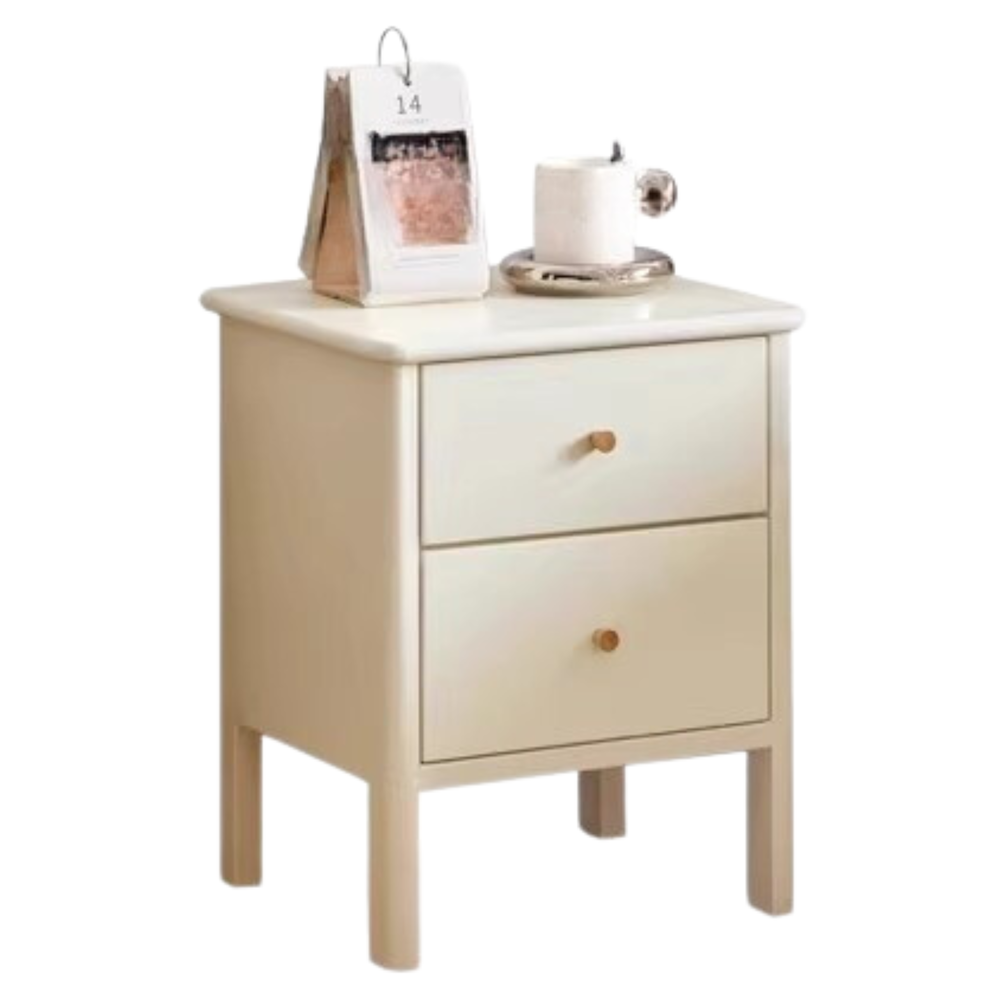 Beech Solid Wood Drawer Nightstand.