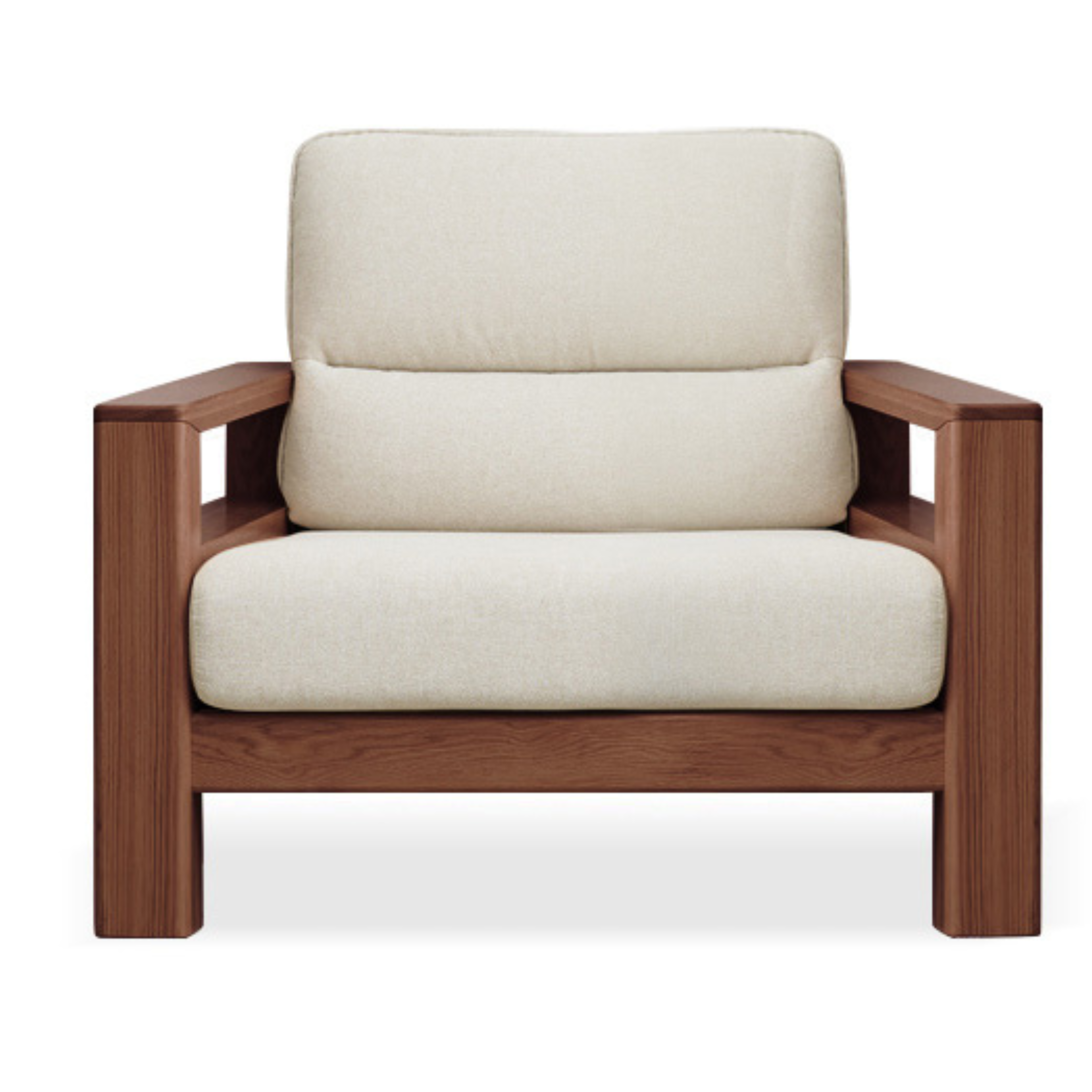 Ash, Black Walnut Solid Wood White Wax Fabric Sofa.