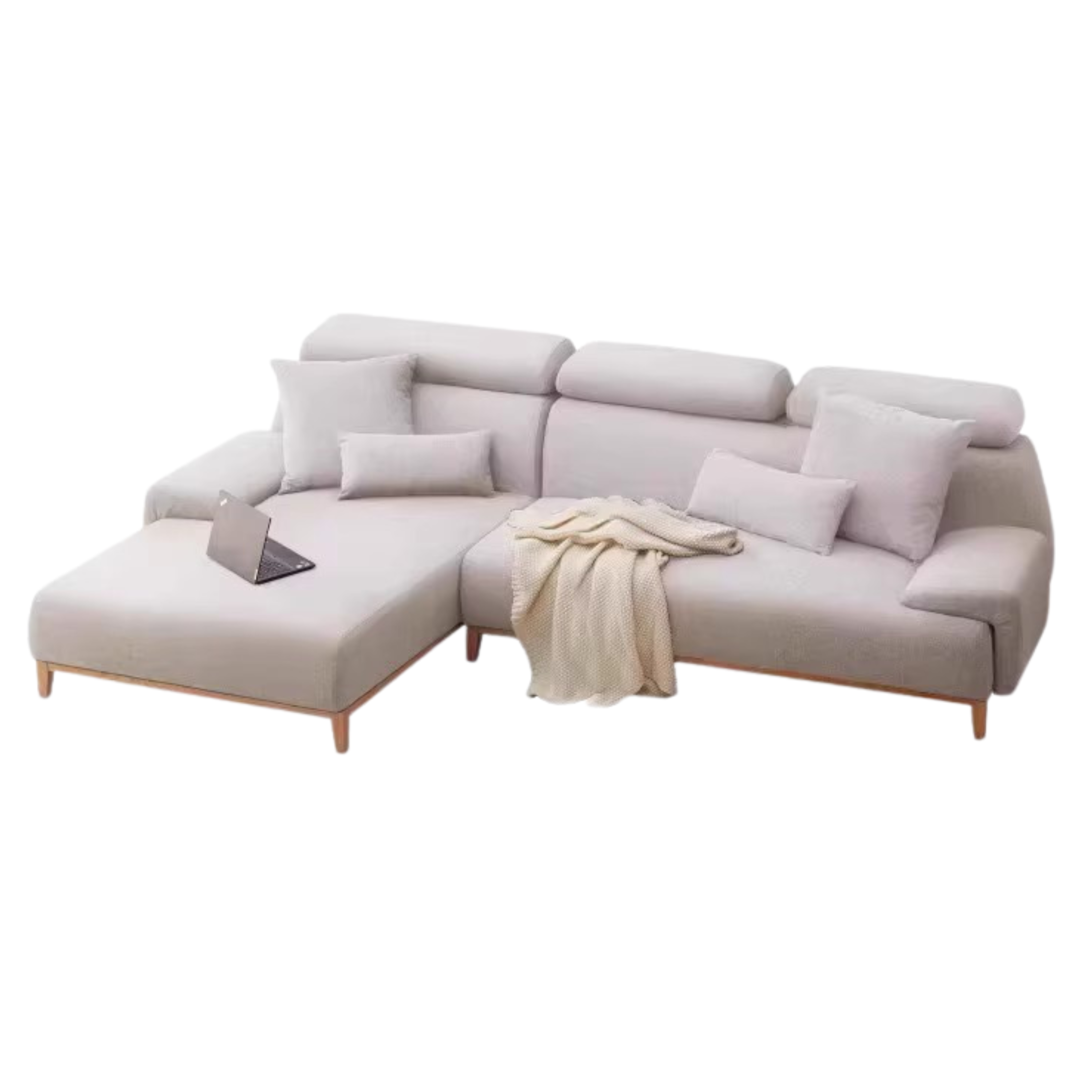 Fabric Modern Corner Sofa with High Back, Frame - Russian Larch