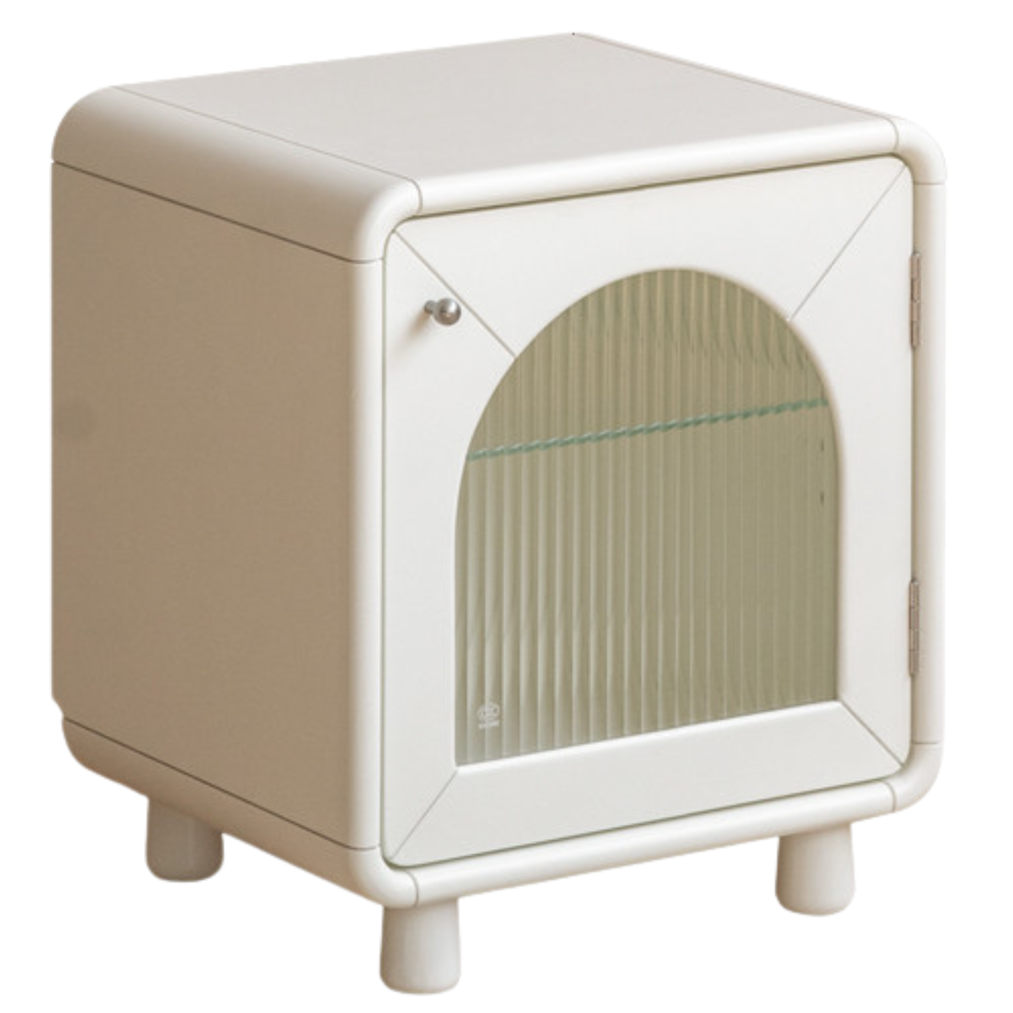 Solid RubberWood, Poplar Solid Wood Light Nightstand Cream Style