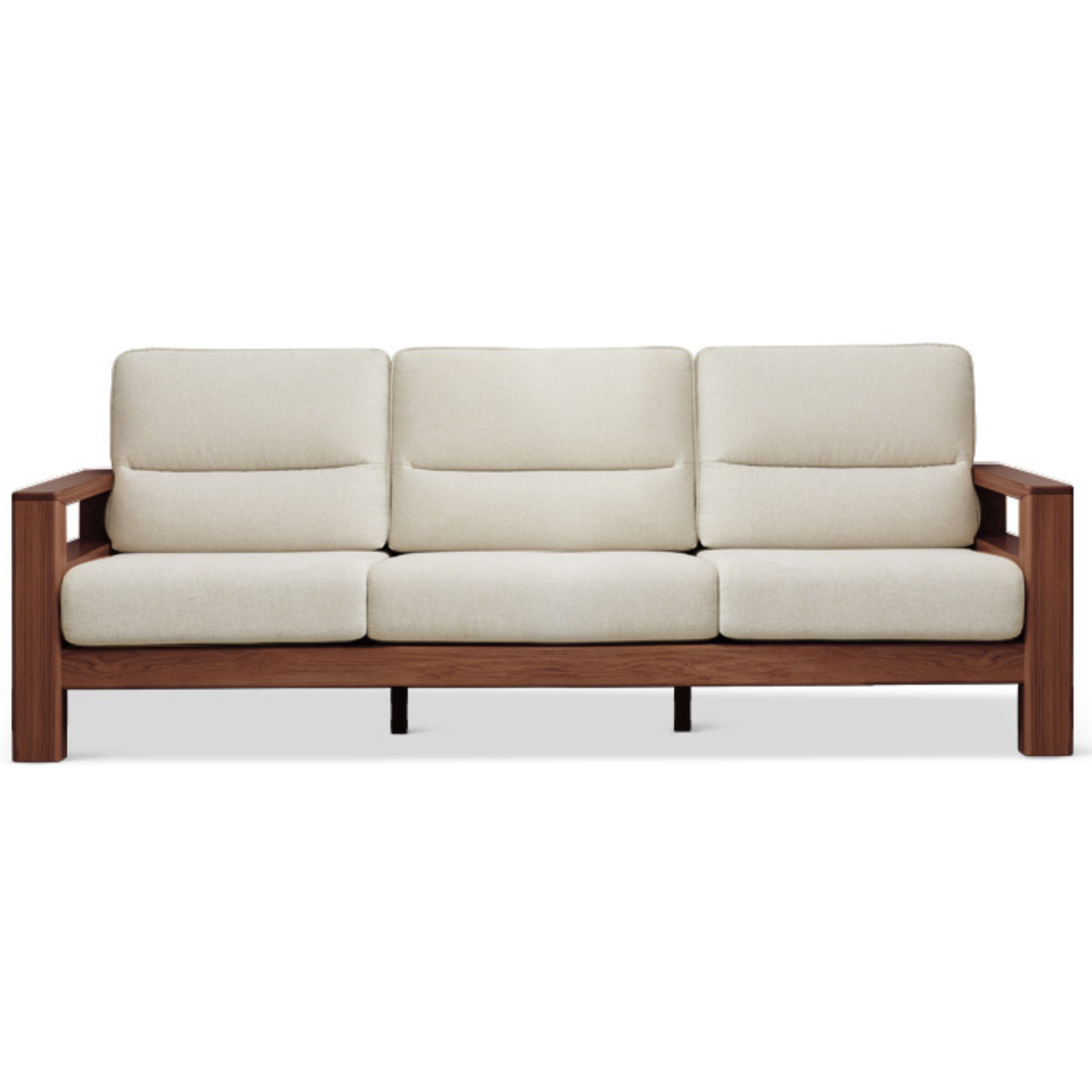 Ash, Black Walnut Solid Wood White Wax Fabric Sofa.