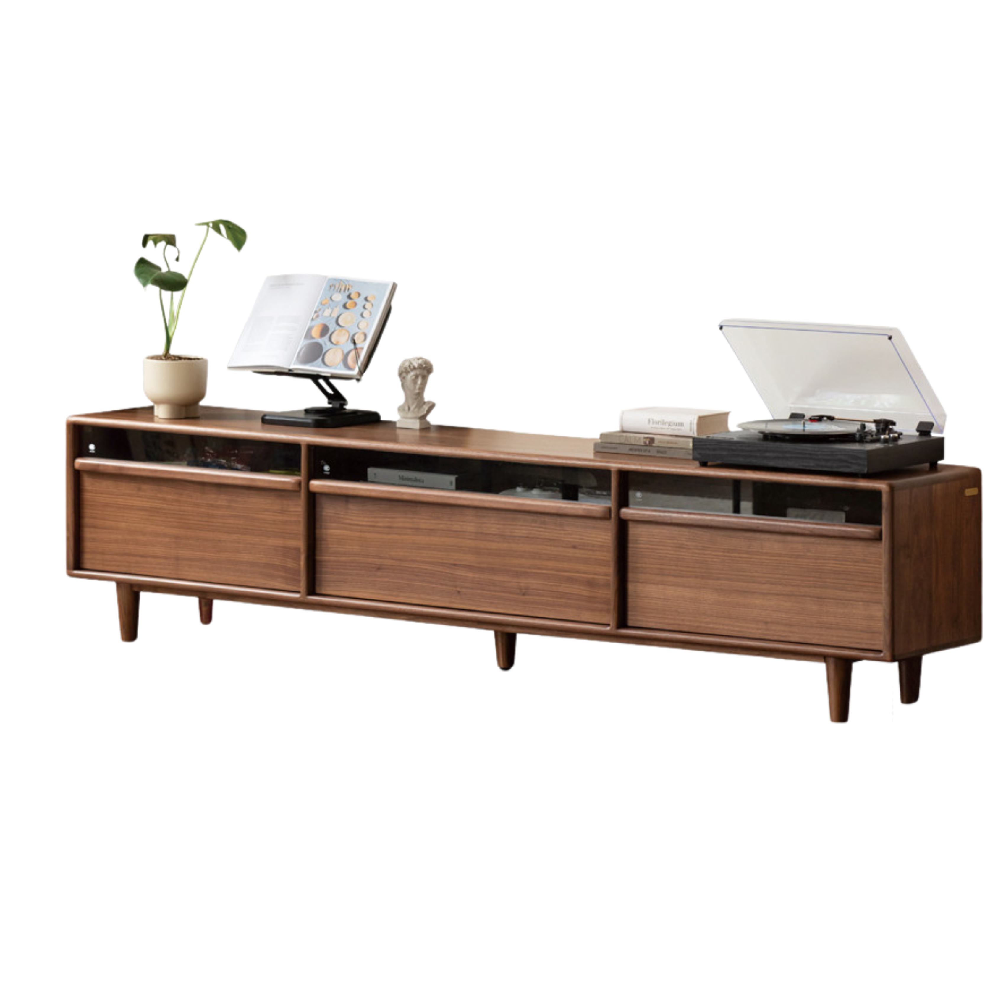 Black Walnut Solid Wood Modern TV Cabinet Locker Integrated.