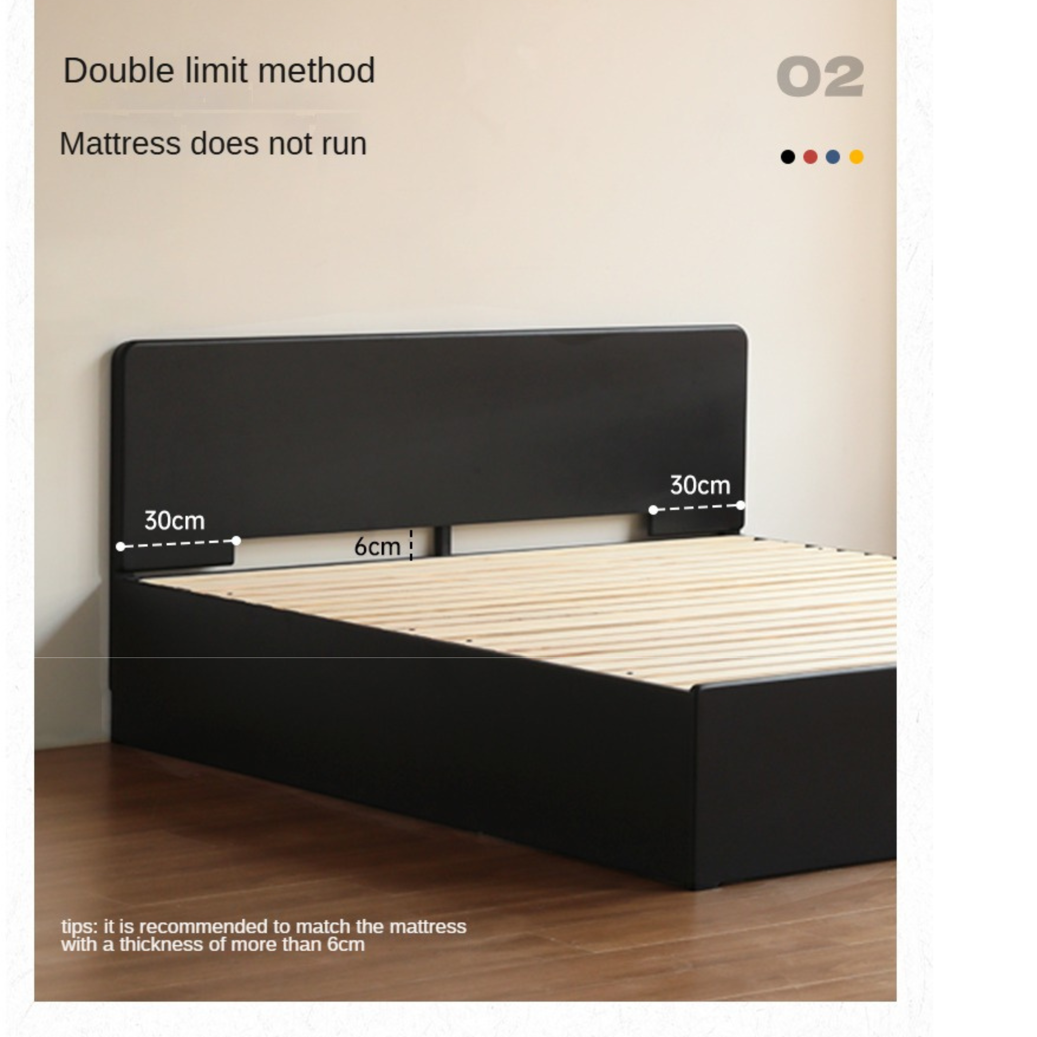 Poplar, Rubber Wood Solid Wood Fully Open High Box Bed Minimalist