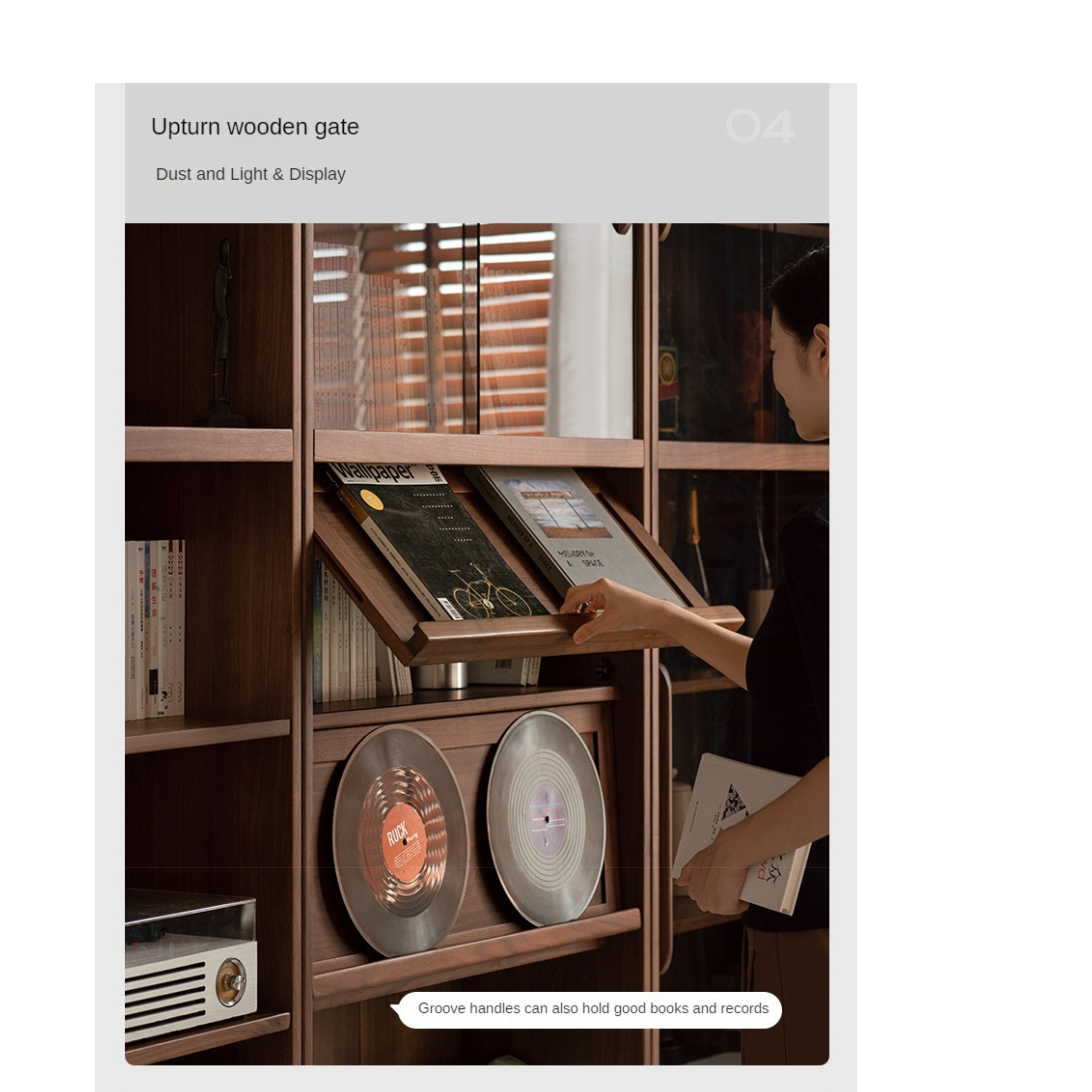 Black Walnut, Oak, Sandalwood, Ash Solid Wood Light Luxury Combined Bookshelf With Seat