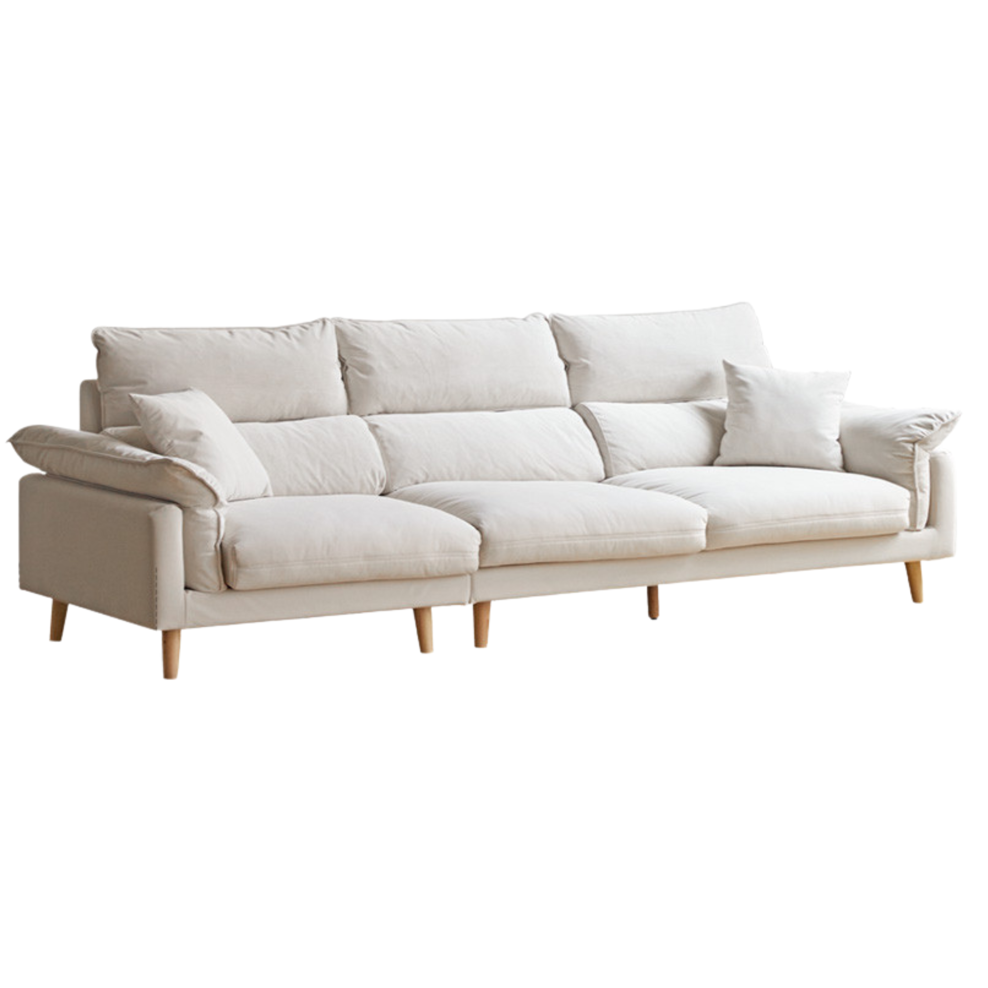 Fabric, Leather Modern White Down Sofa.