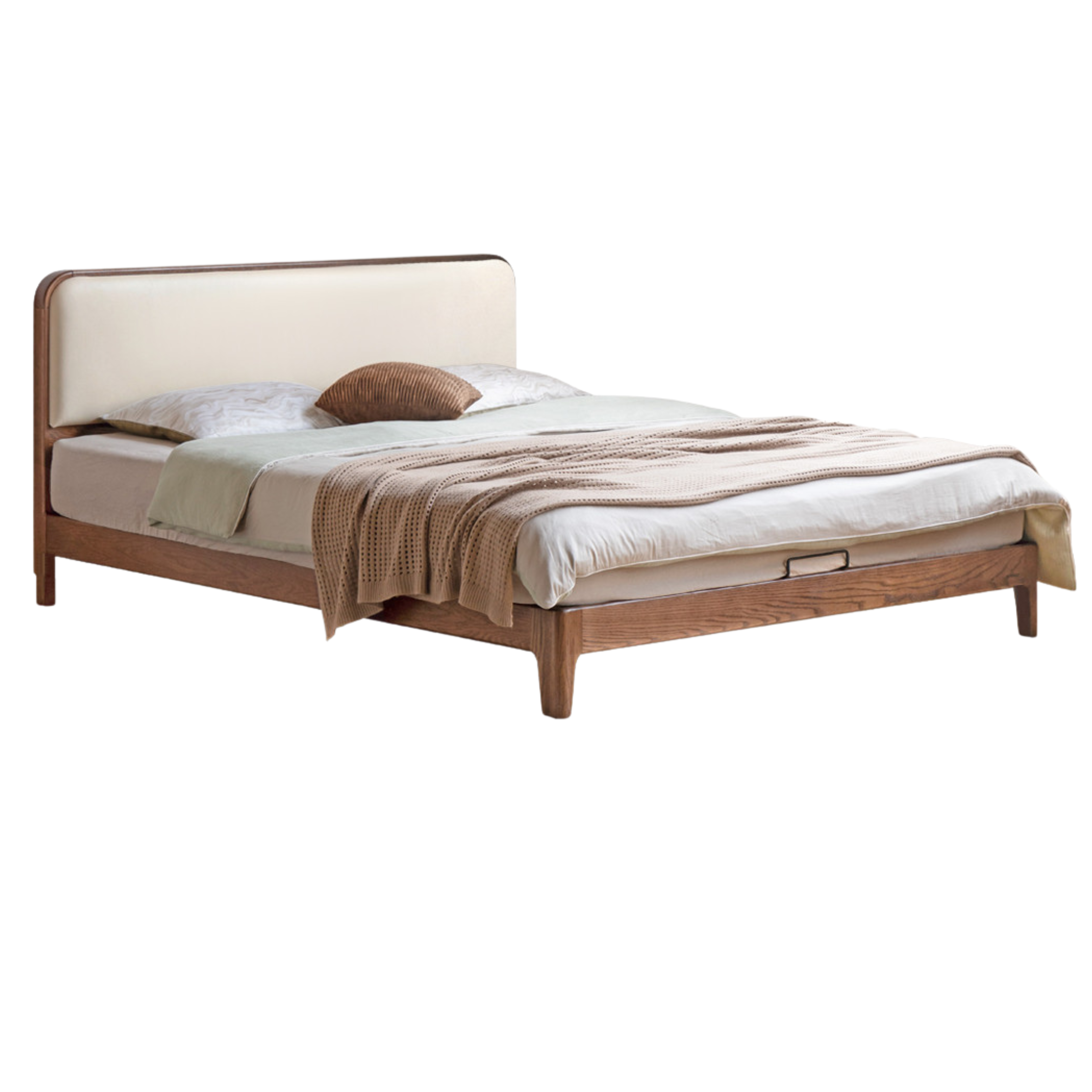 Rubber wood, Oak Solid Wood Bed Technology Fabric