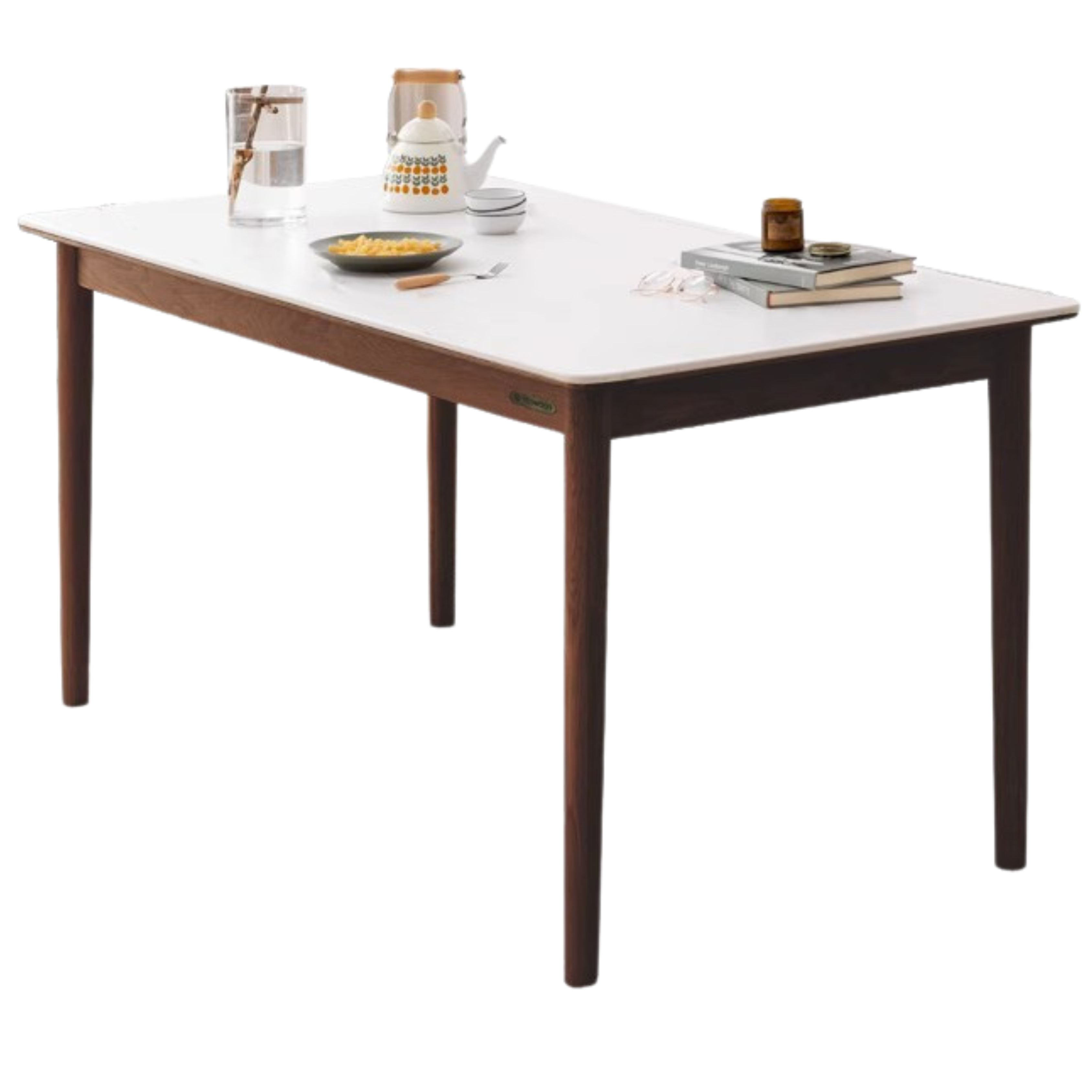 Oak, Beech Solid Wood Dining Table With Rock Slab Surface