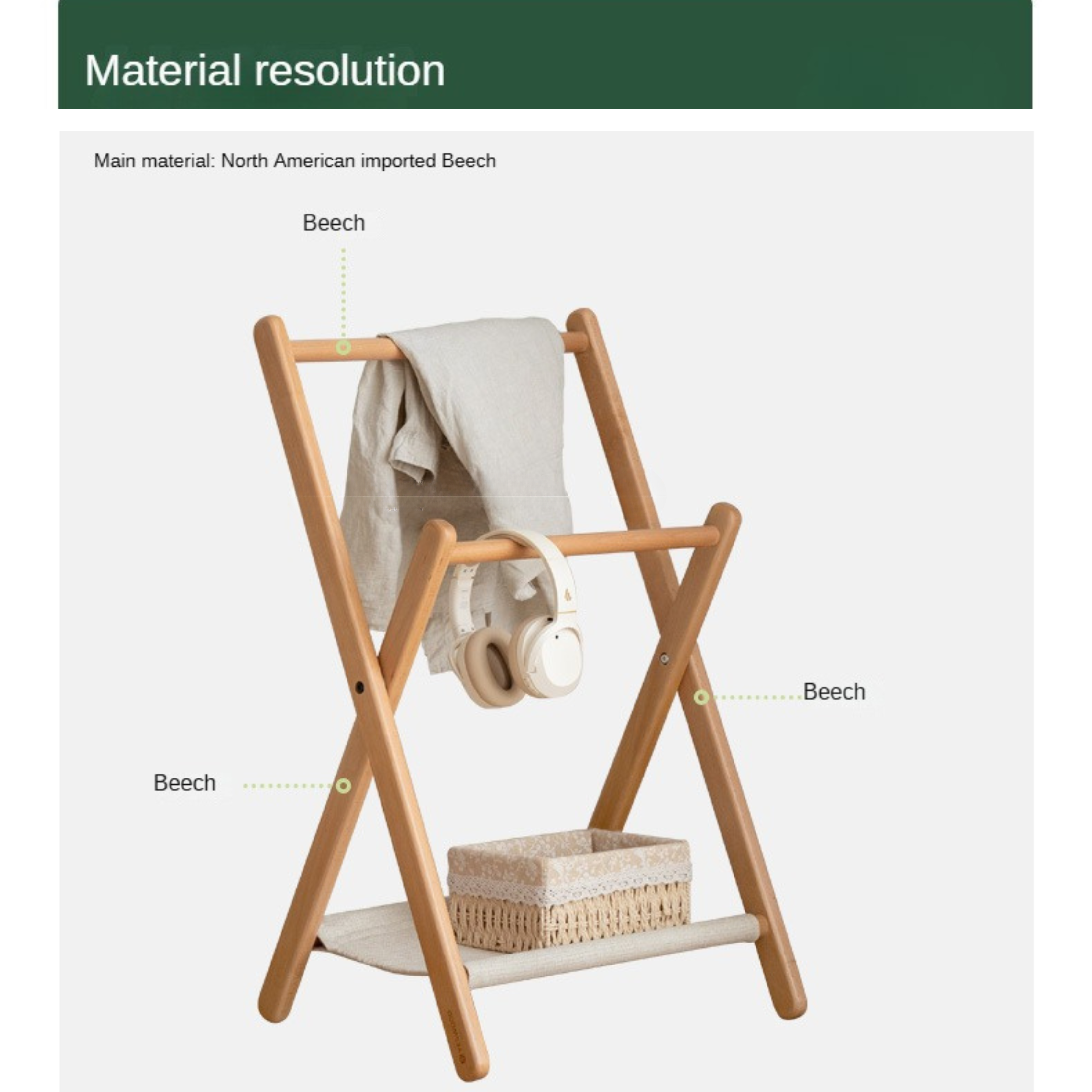 Beech solid wood clothes hanger