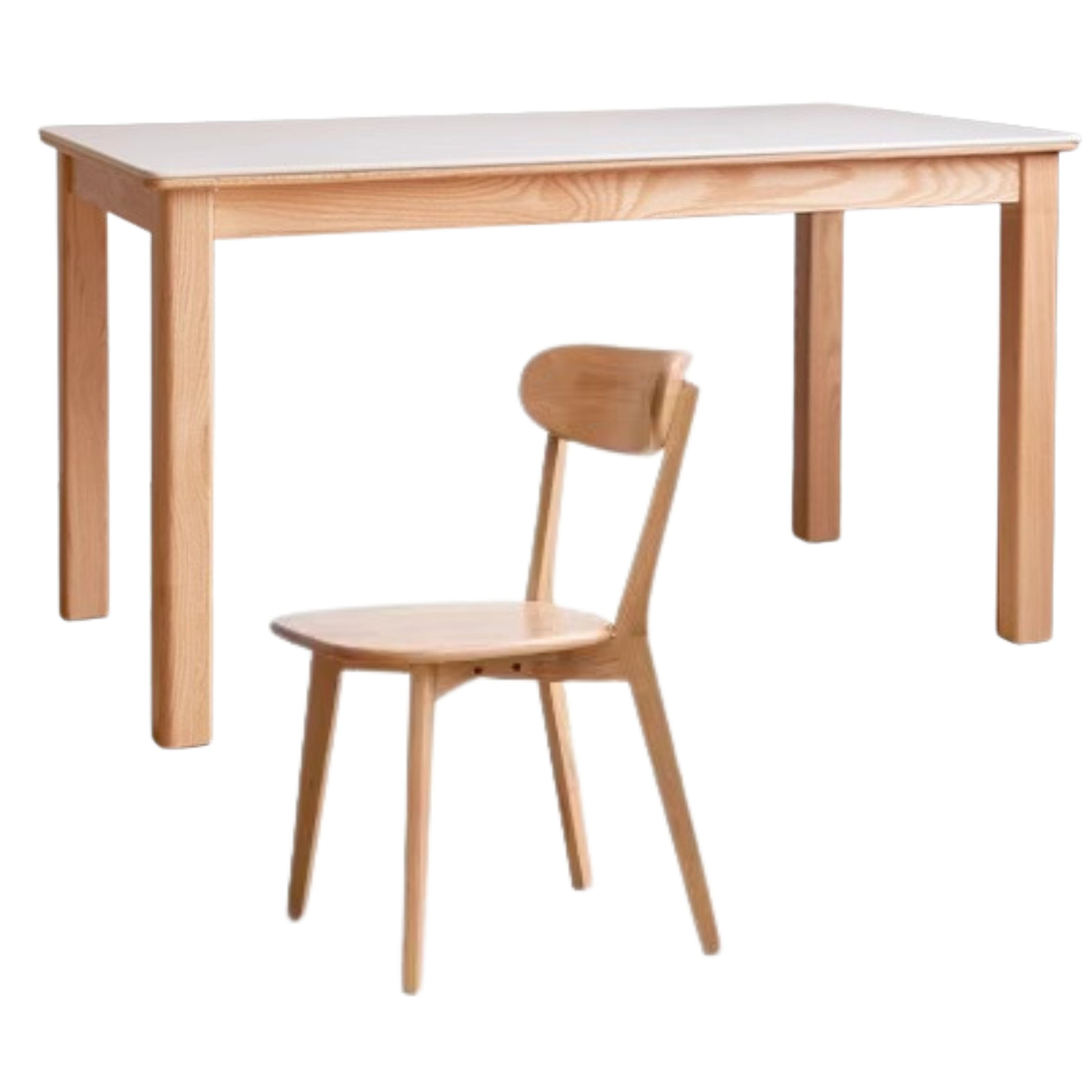 Oak, Beech Solid Wood Modern Slate Dining Table