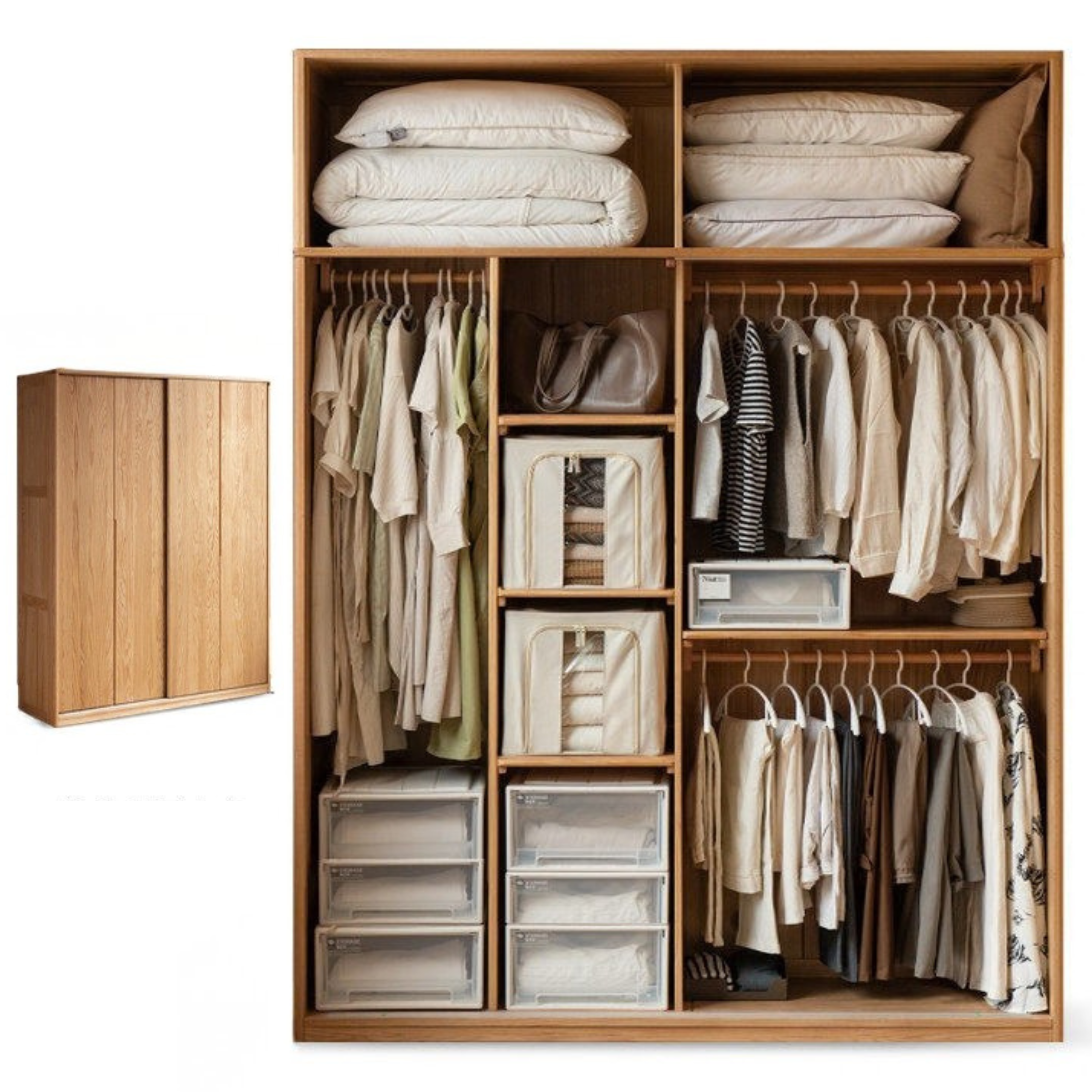 Oak Solid Wood Wardrobe Sliding Door.