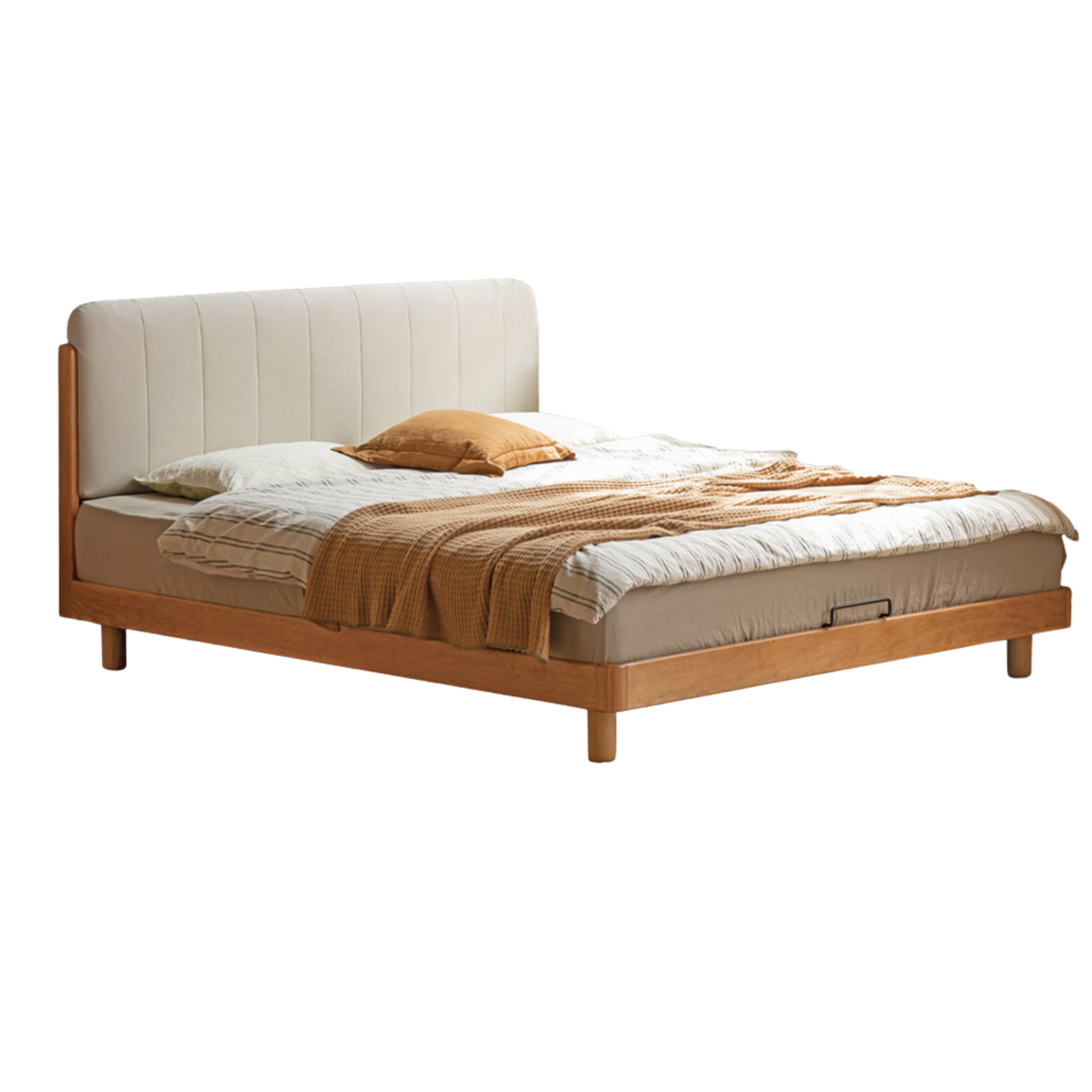 Cherry Solid Wood fabric Soft Bed