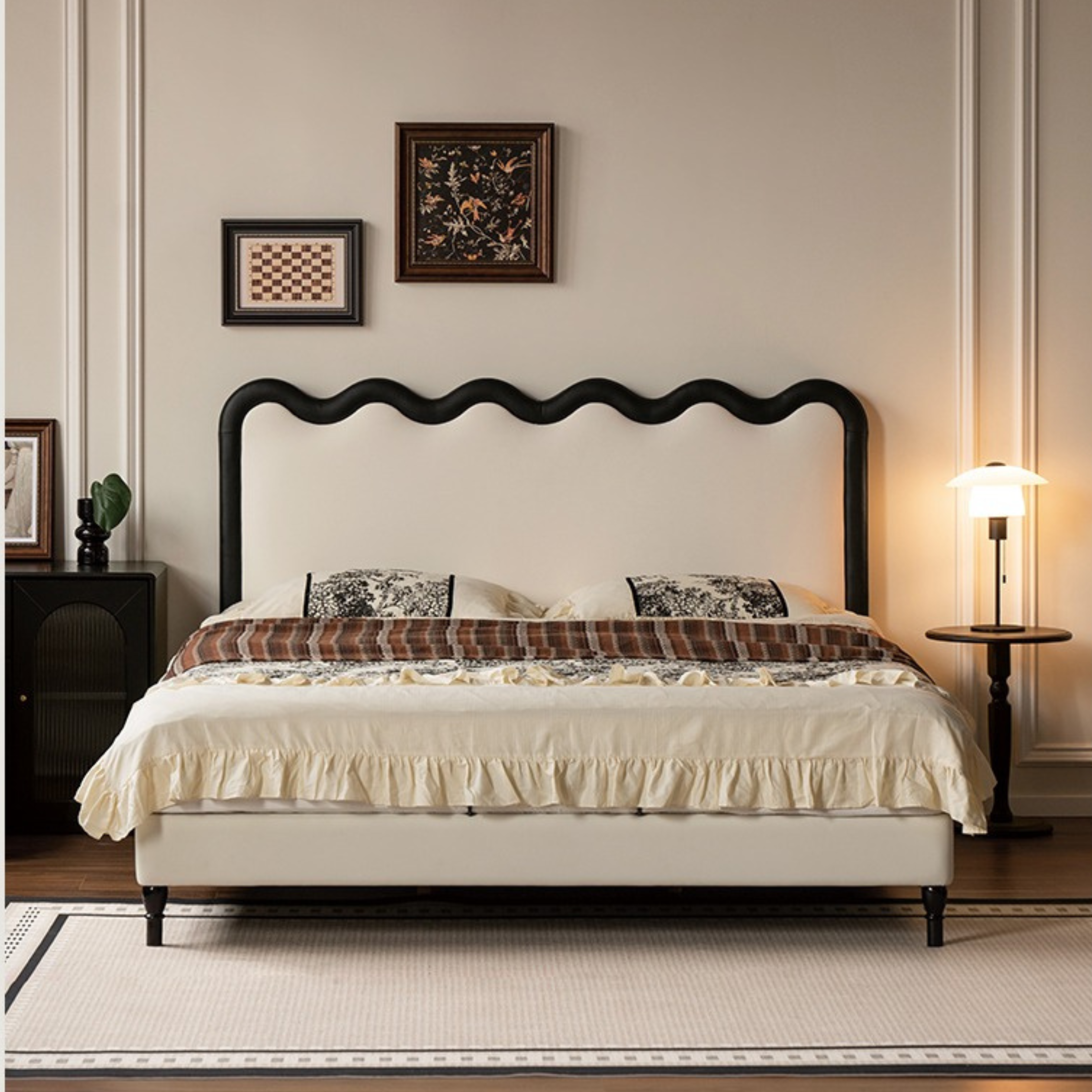 Eco Cloud Leather Soft Covered Wave Ripple Bed