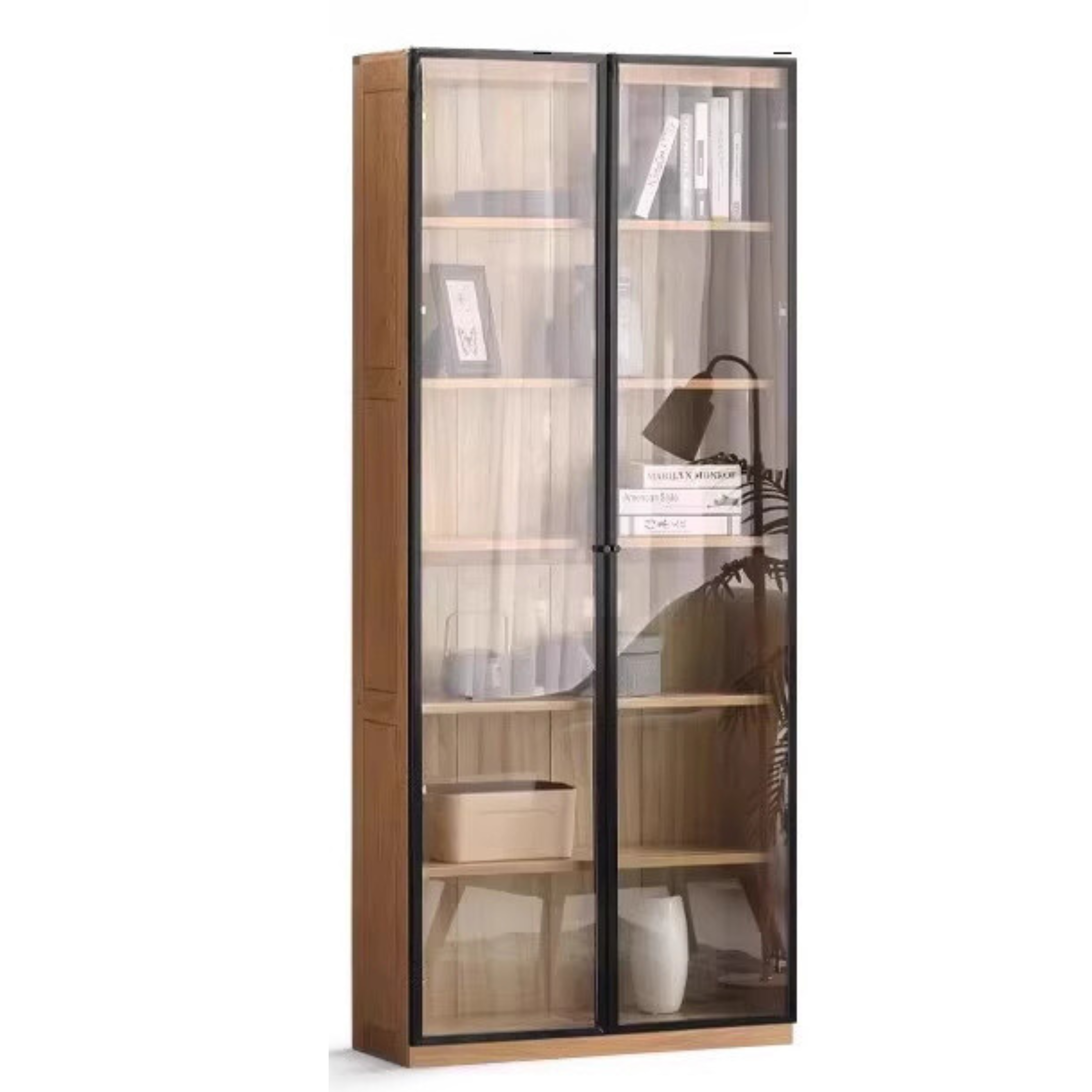 Oak, Solid Rubberwood Bookshelf, Bookcase