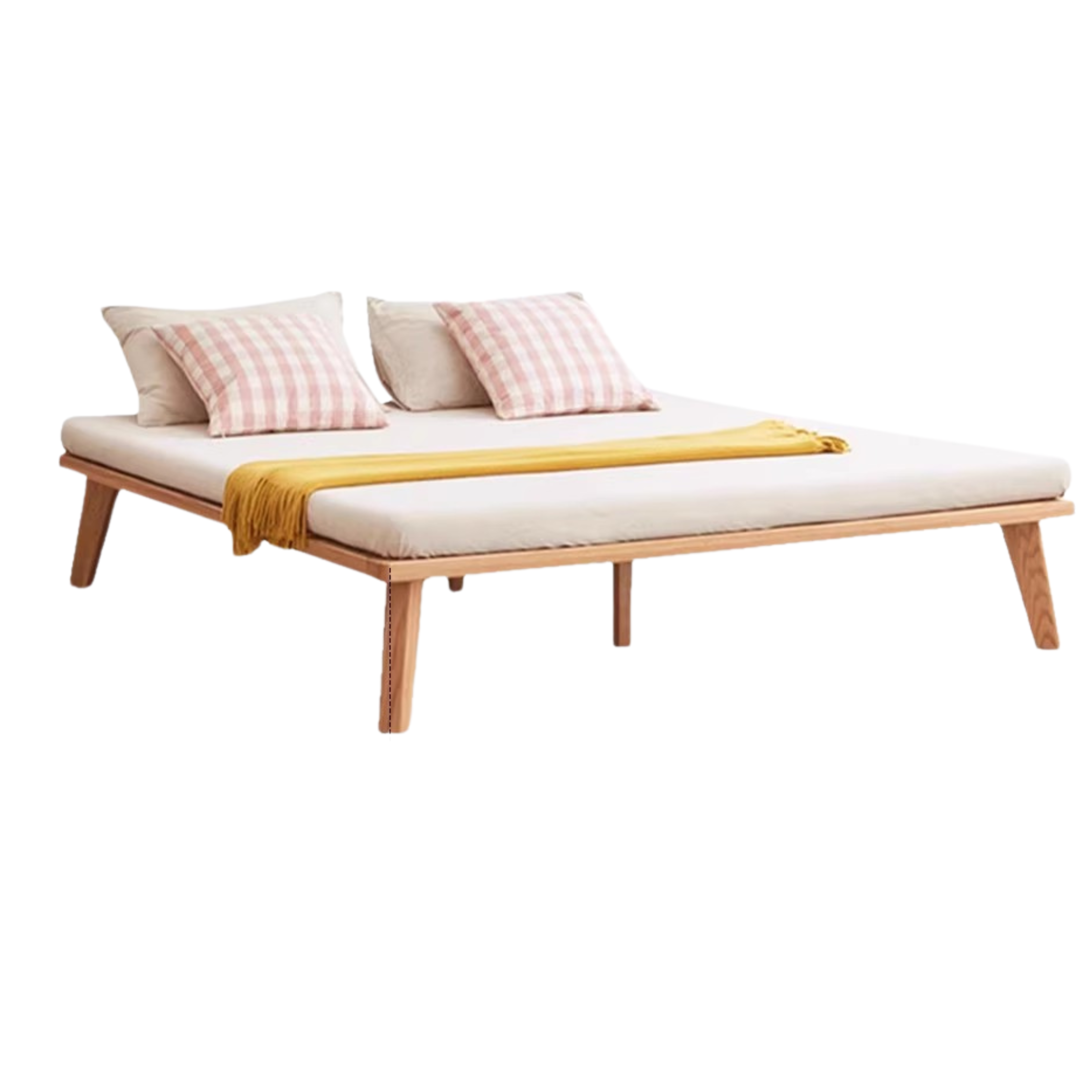 Oak solid wood platform bed, headboard-free bed