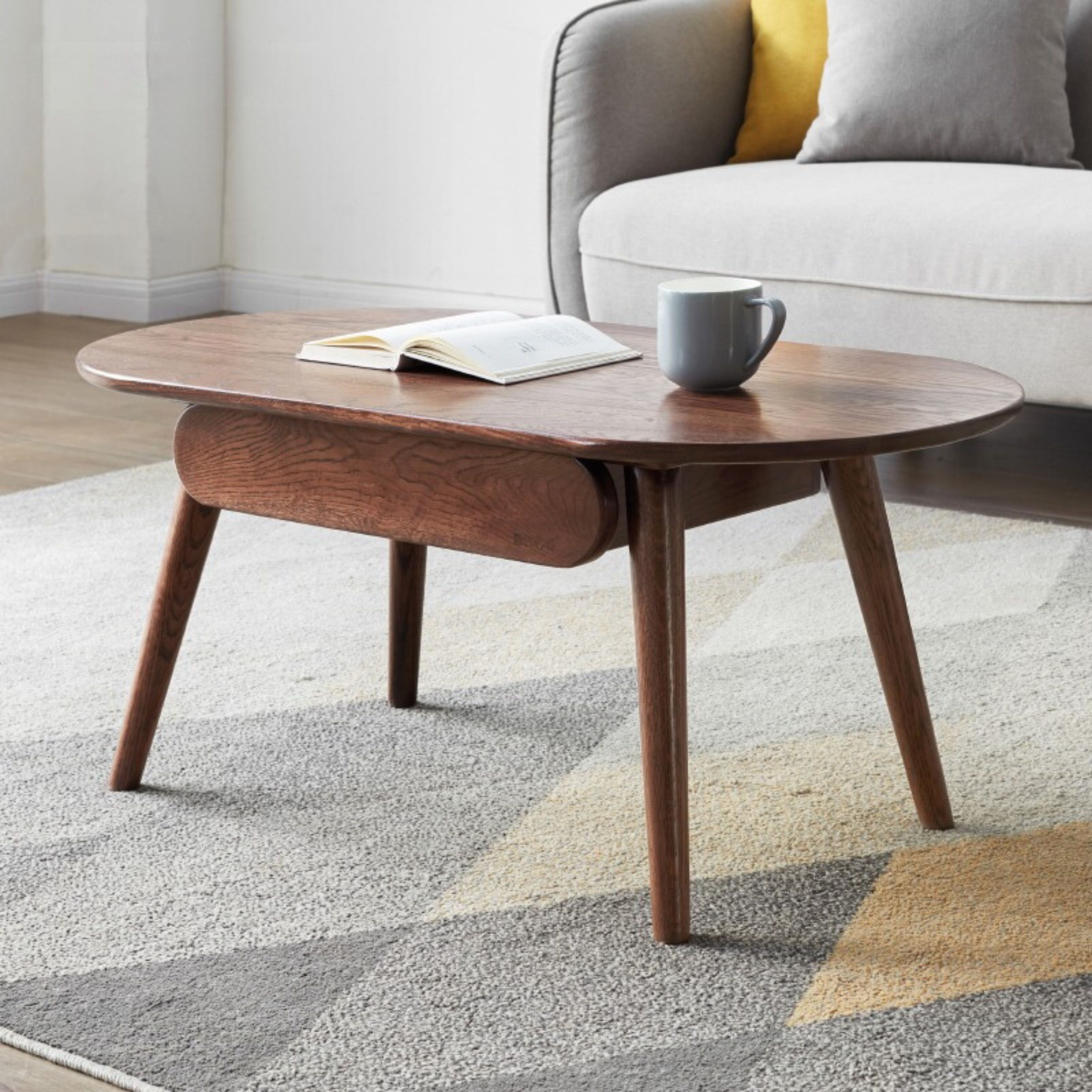 Oak, Rubber Solid Wood Coffee Table