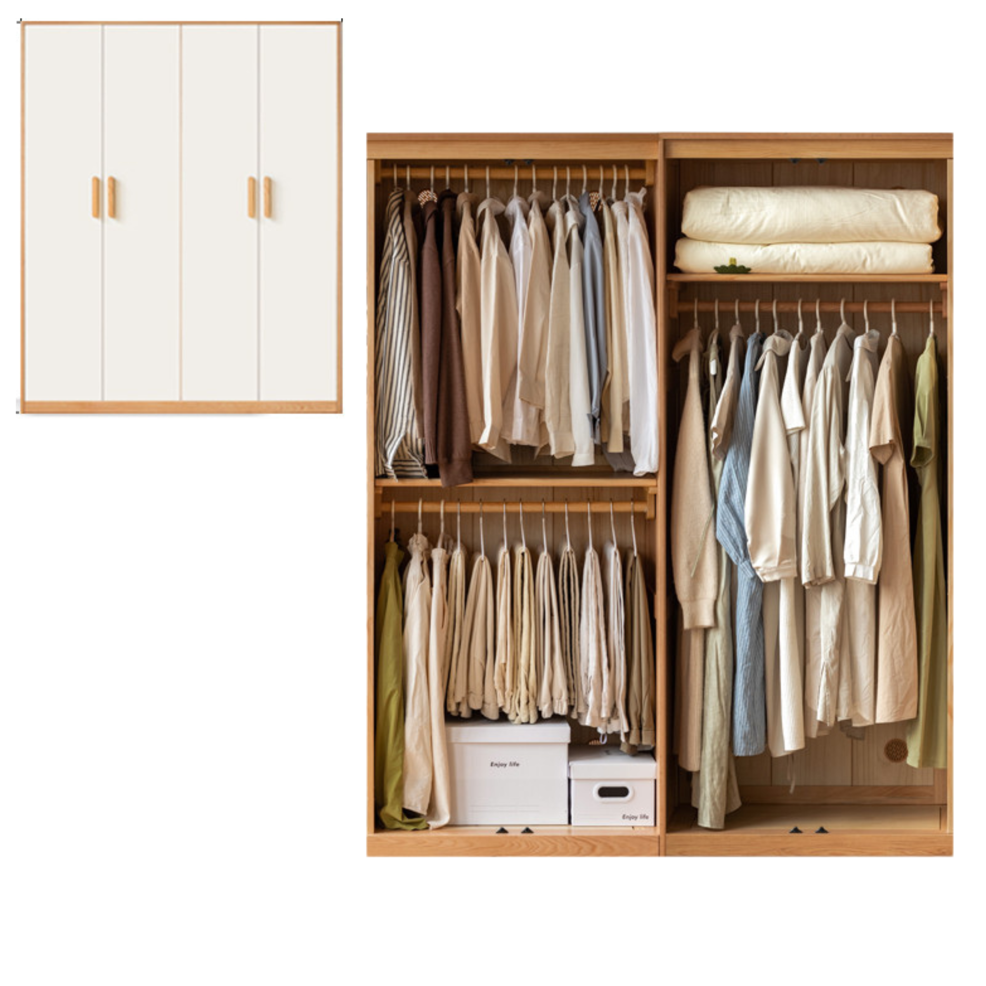 Oak Solid Wood Locker Modern Wardrobe.