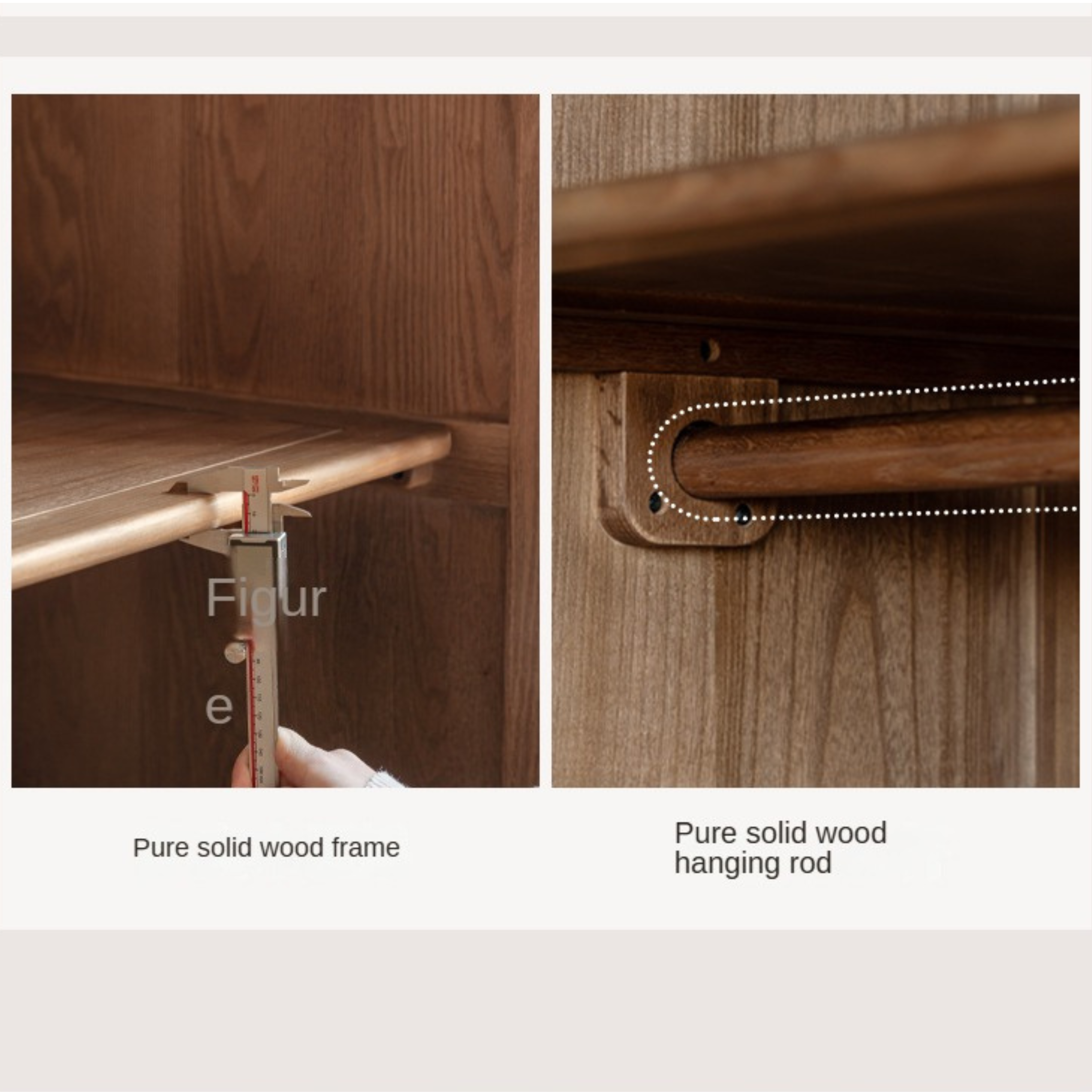 Oak Solid Wood Sliding Door Modern Wardrobe