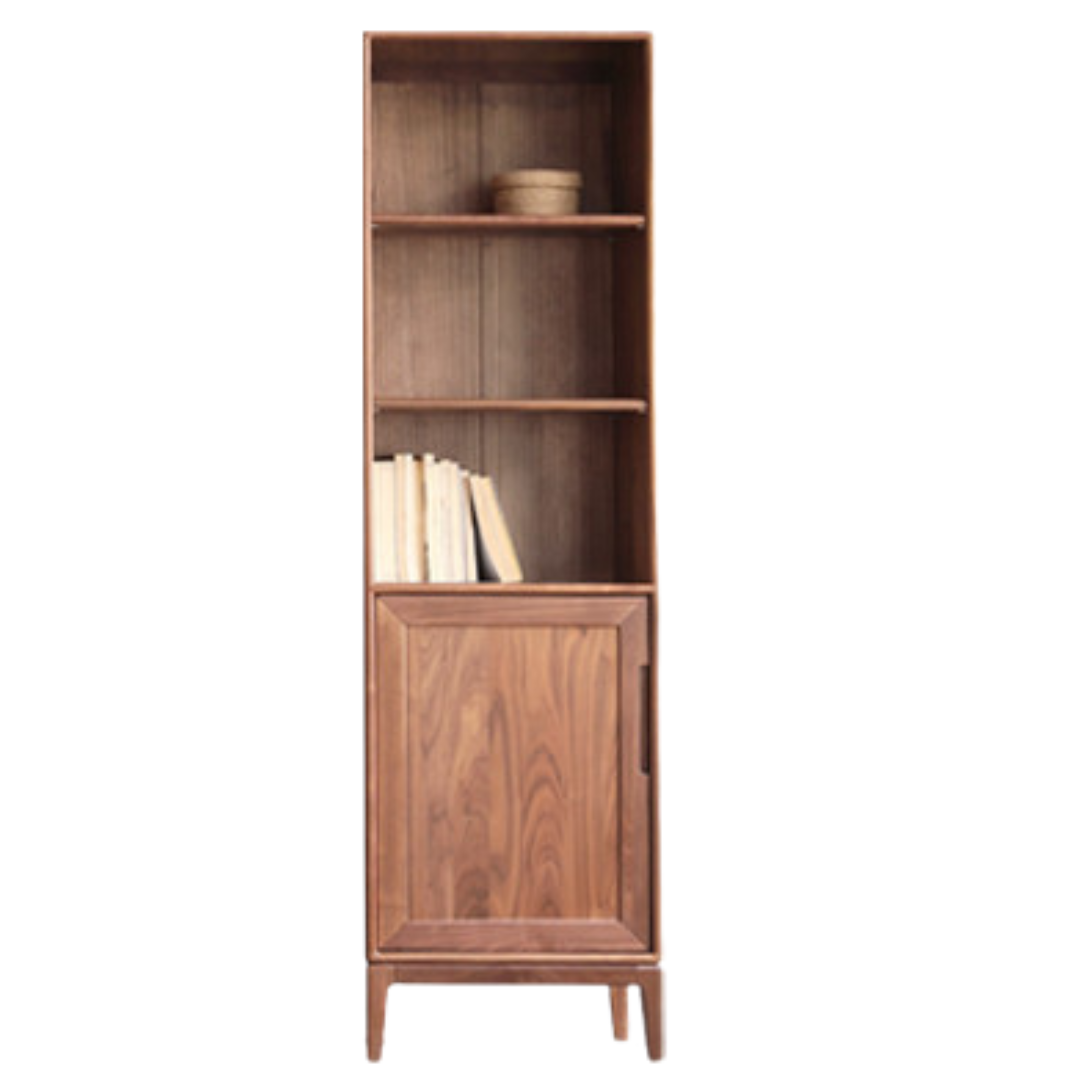 Black Walnut, Ash Solid Wood Combination Dust-Proof Glass Door Bookshelf