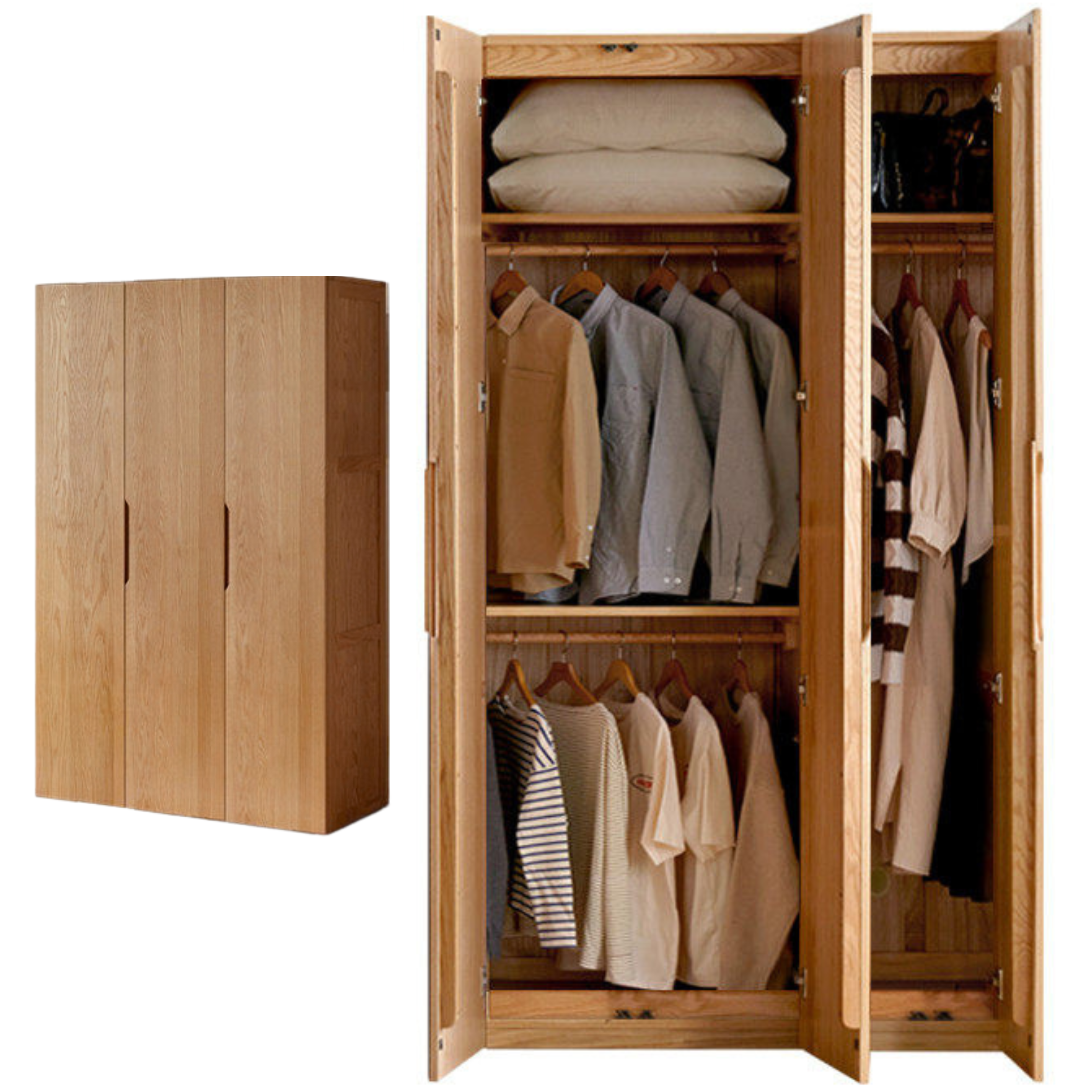 Oak Solid Wood Nordic Wardrobe.