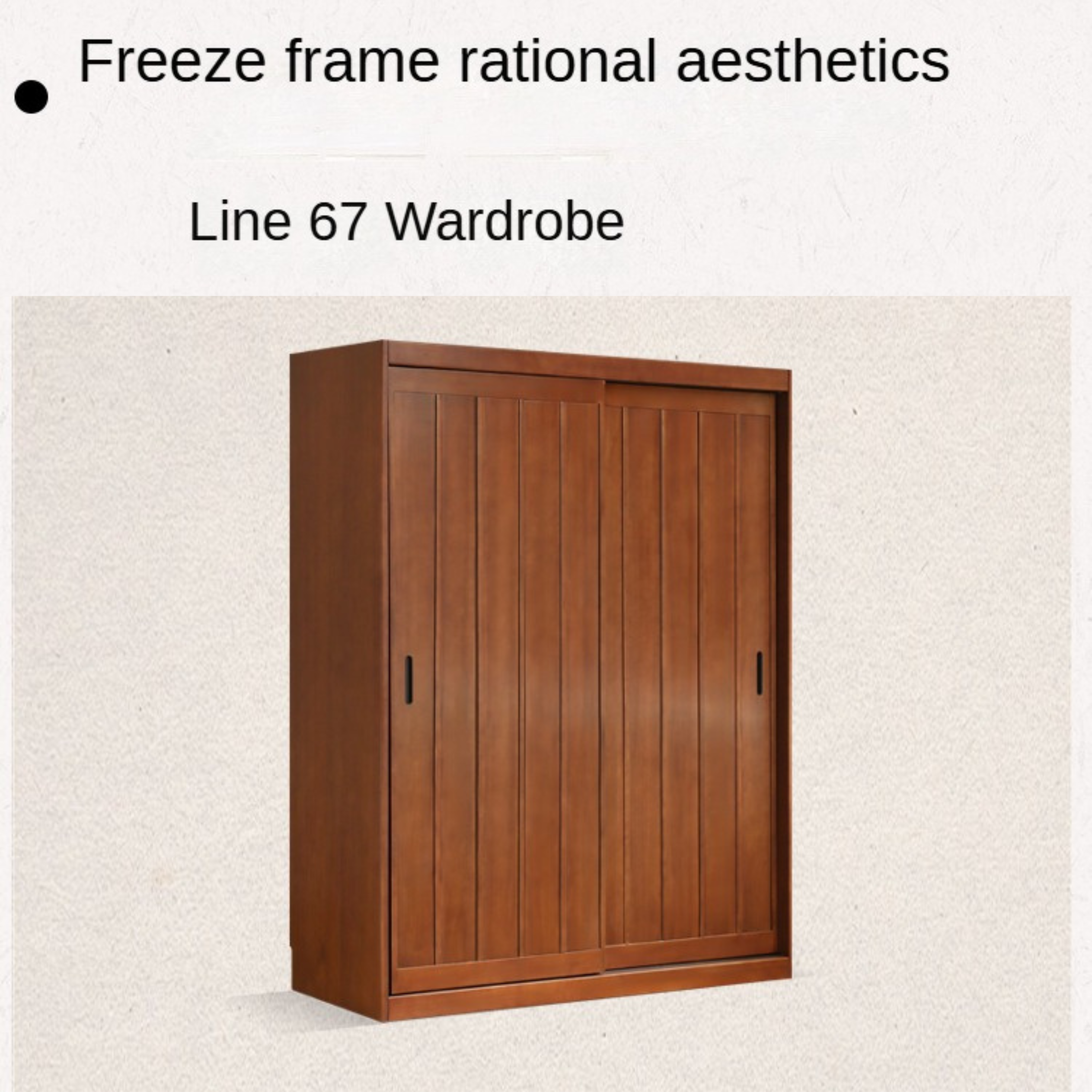 Poplar Solid Wood Wardrobe Retro Sliding Door Wardrobe.