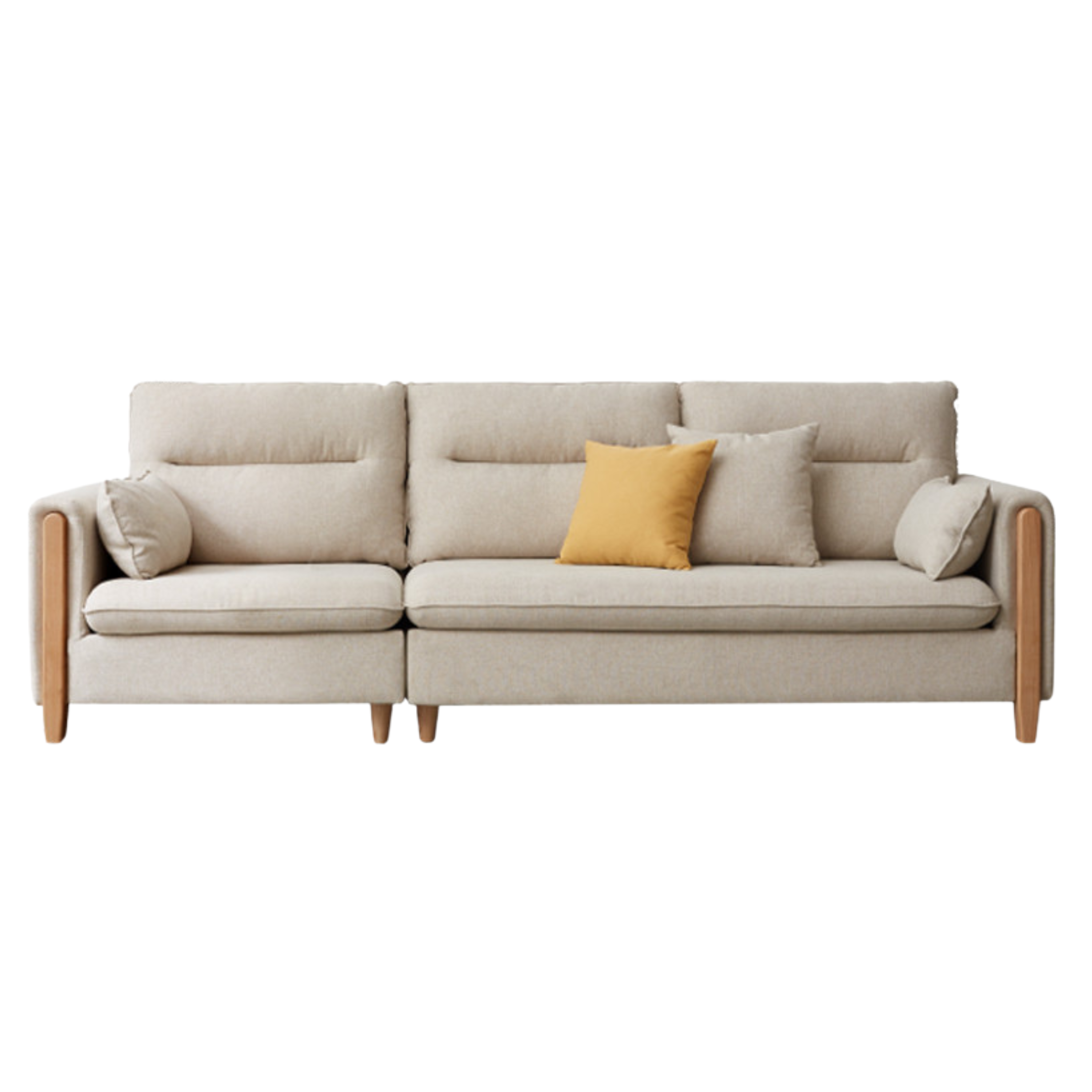 Oak Solid Wood Luxury Fabric Sofa.