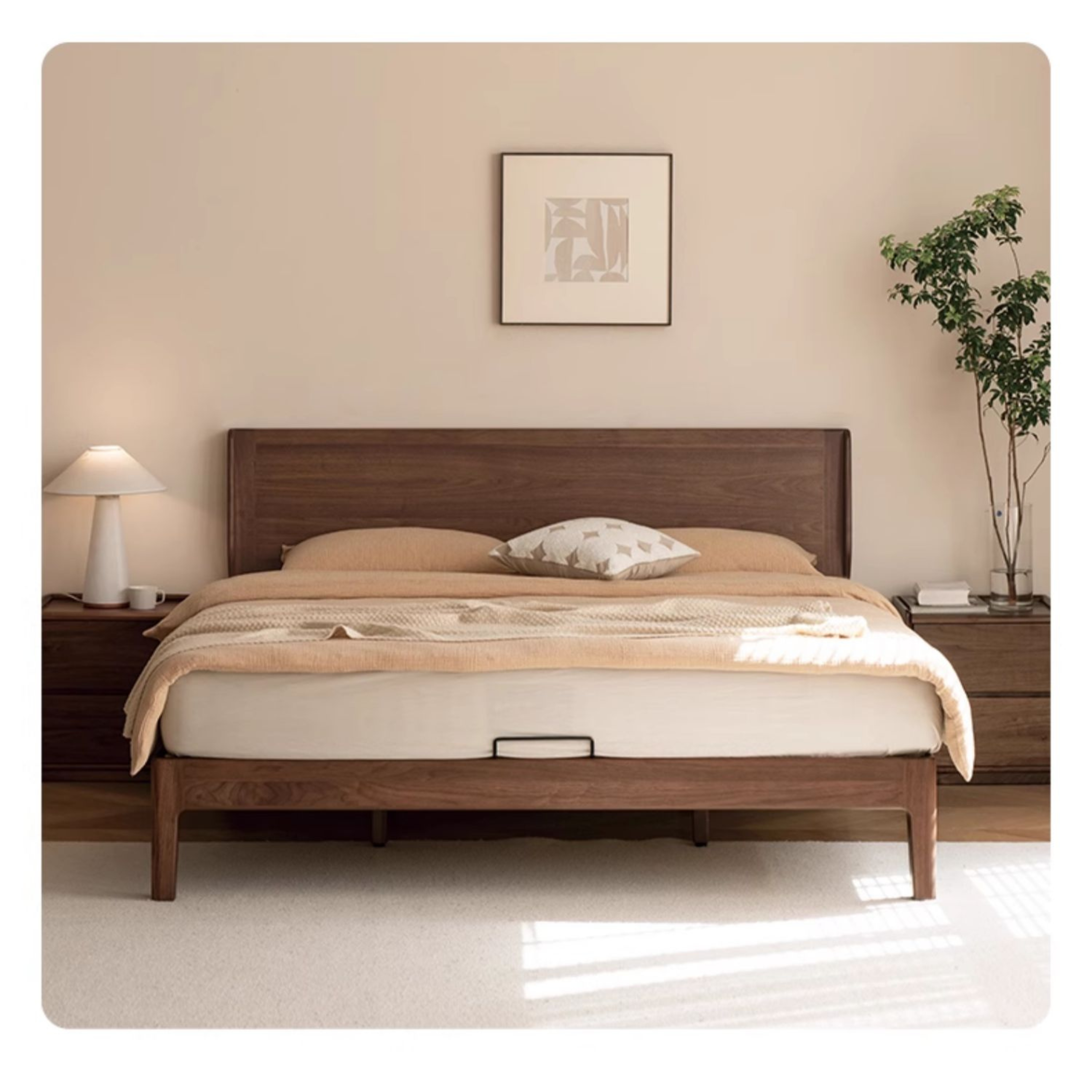 North American Black Walnut Solid Wood Large Bed