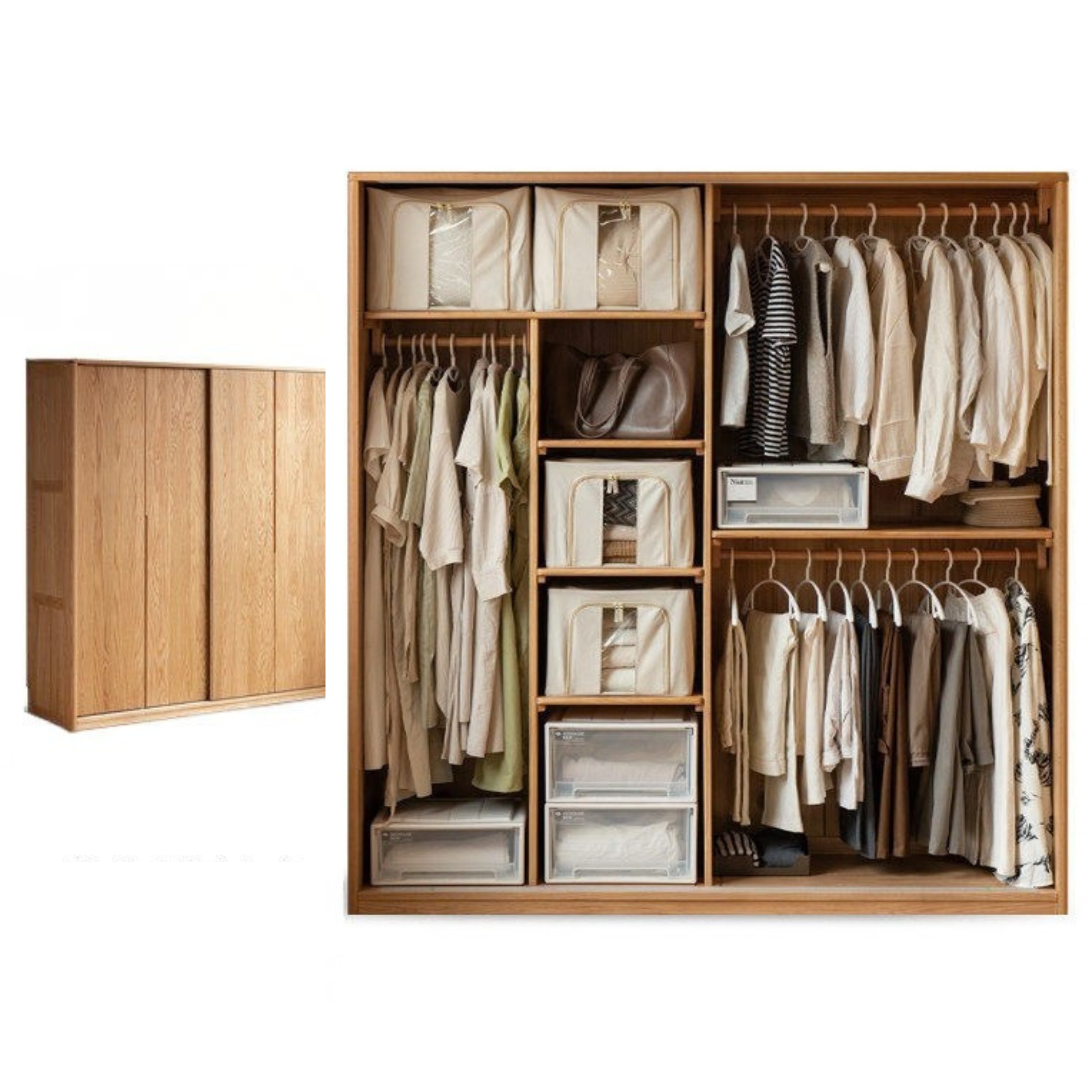 Oak Solid Wood Wardrobe Sliding Door.