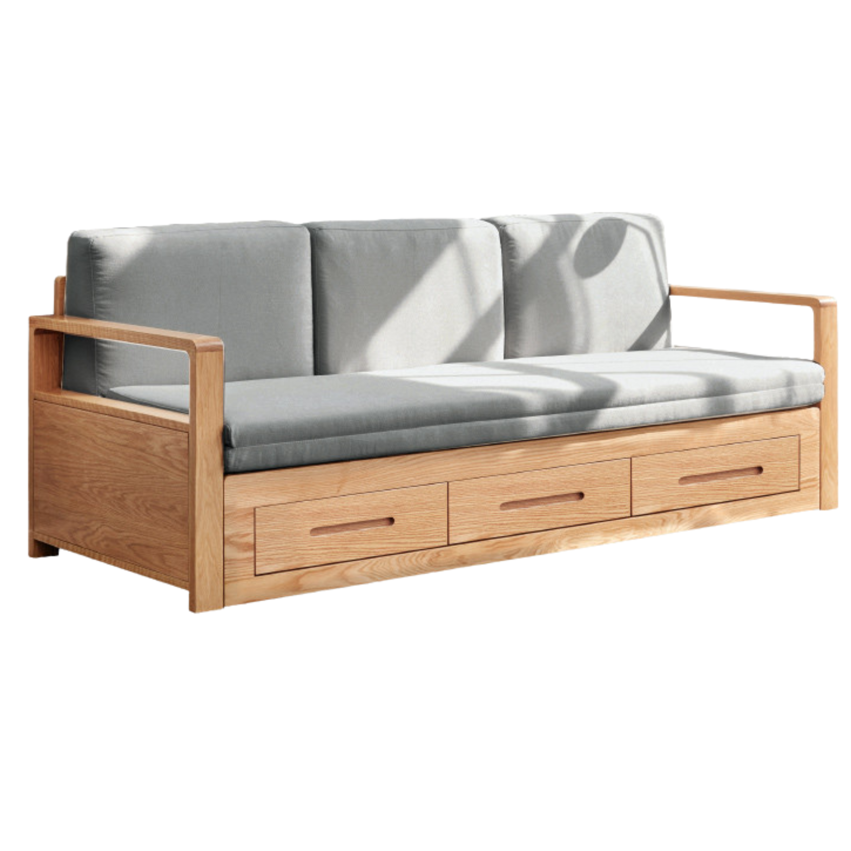 Oak, Ash Solid Woof Folding Storage Sofa Bed.