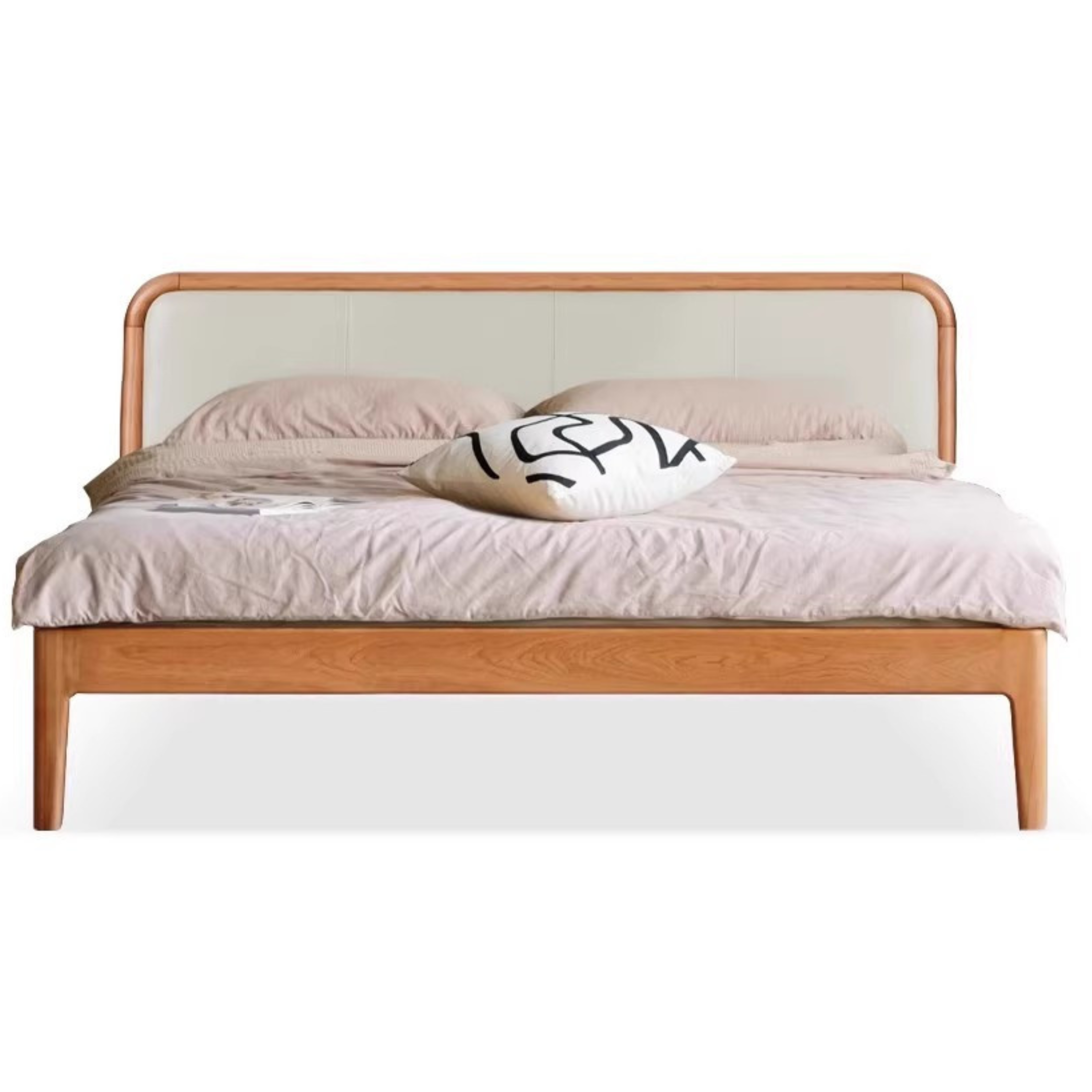 Black Walnut,Cherry Wood Cowhide Leather,Technical Cloth Bed