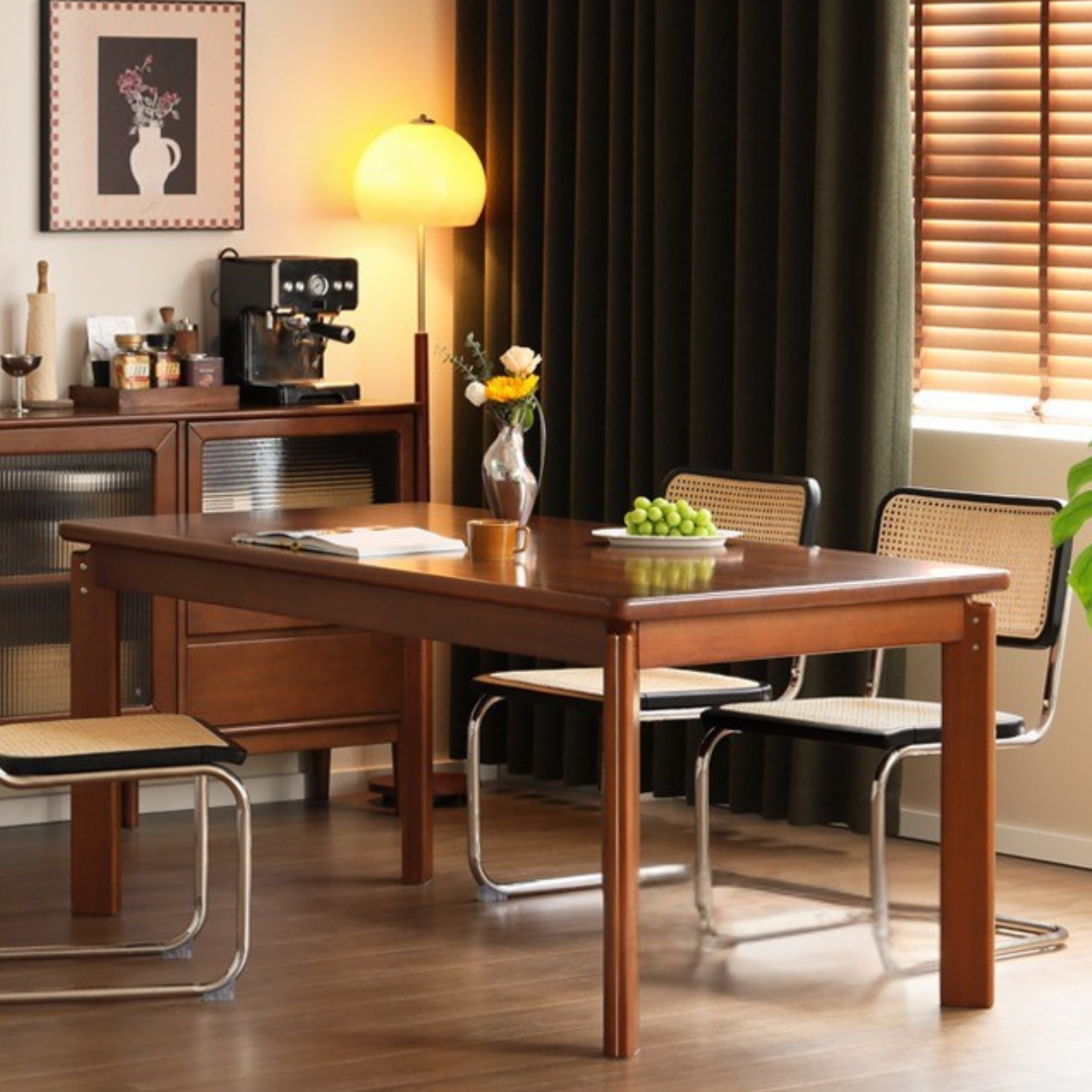 Poplar Solid Wood Retro Large Board Dining Table