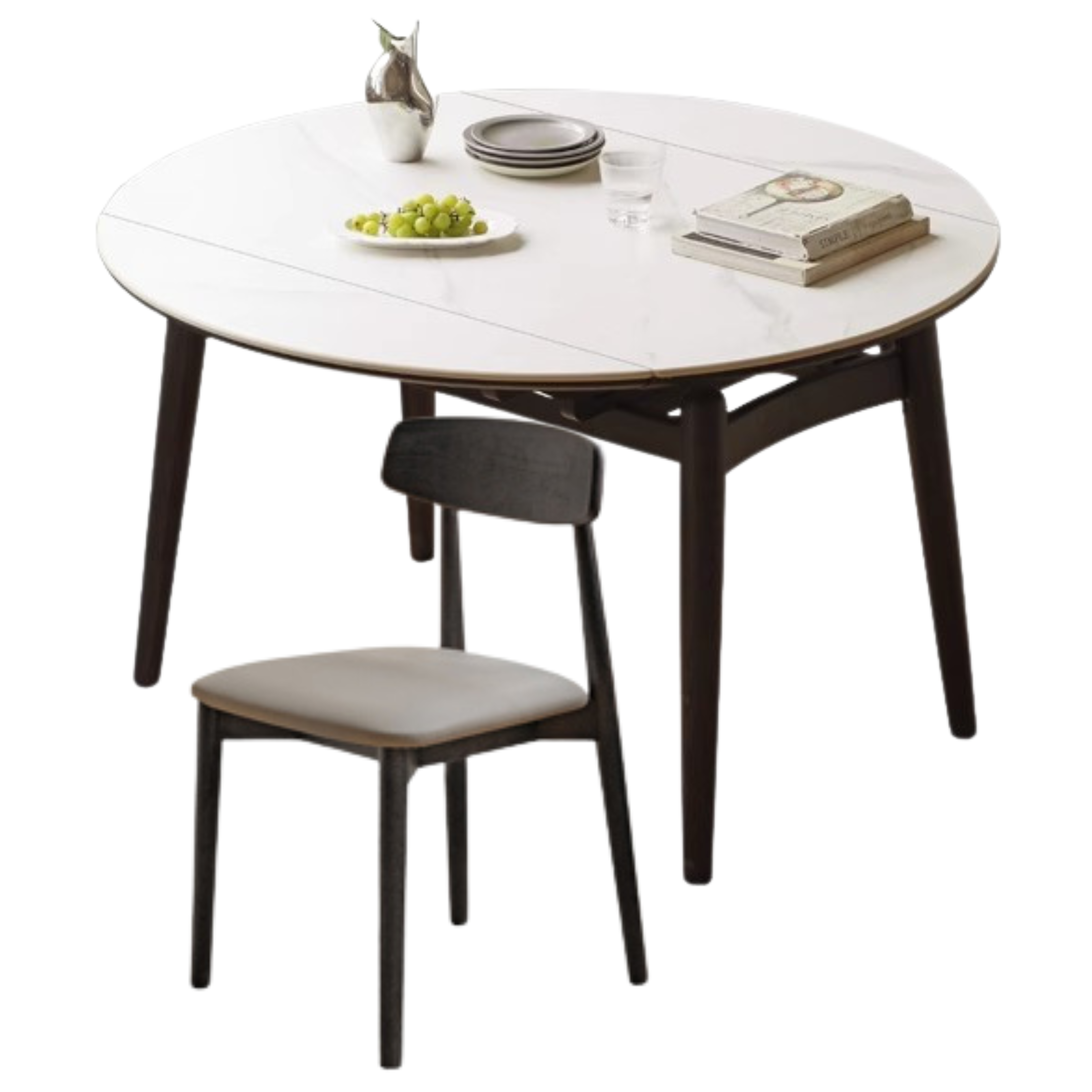 Oak Solid Wood Light Luxury Rock Retractable Dining Table