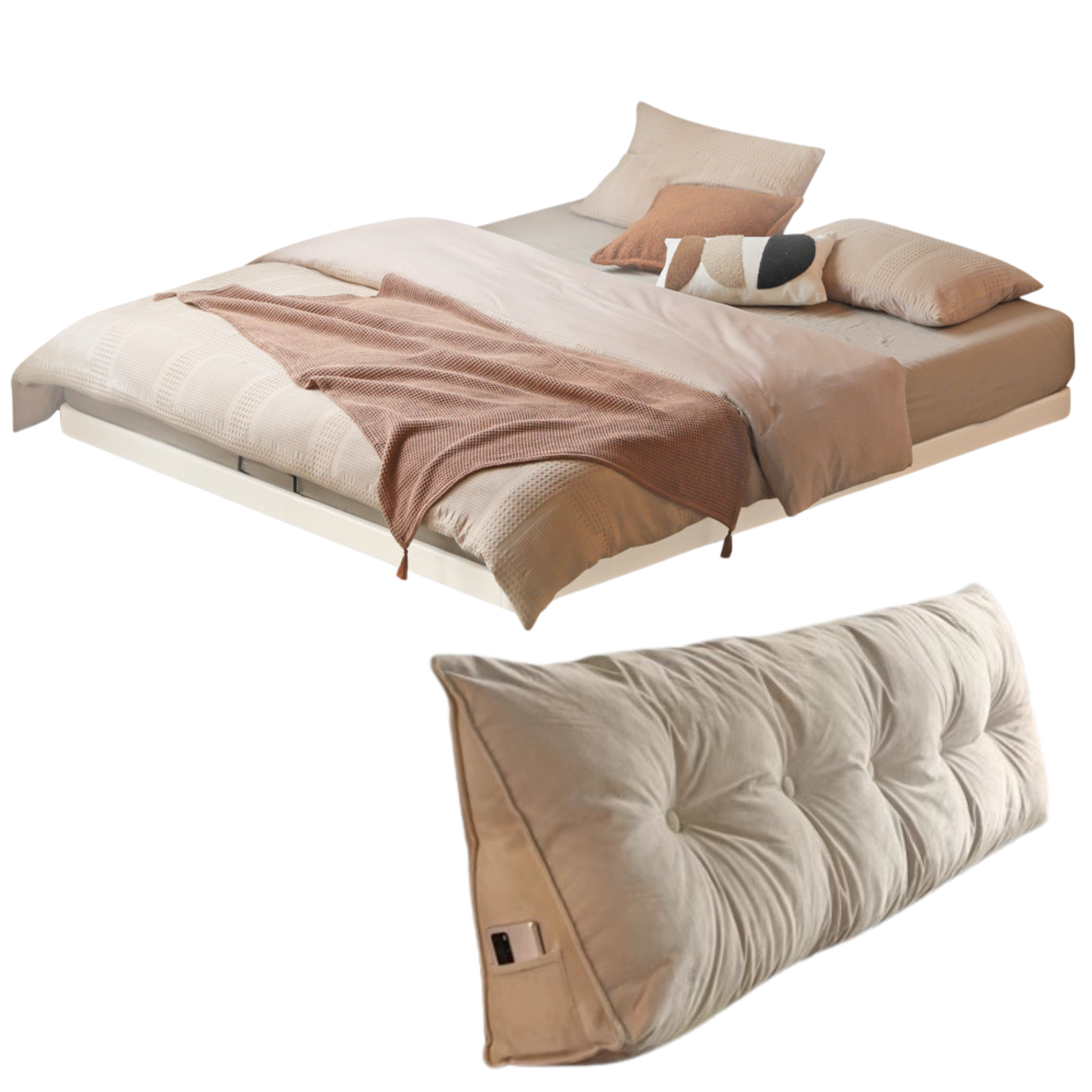 Poplar solid wood platform bed, headboard-free bed