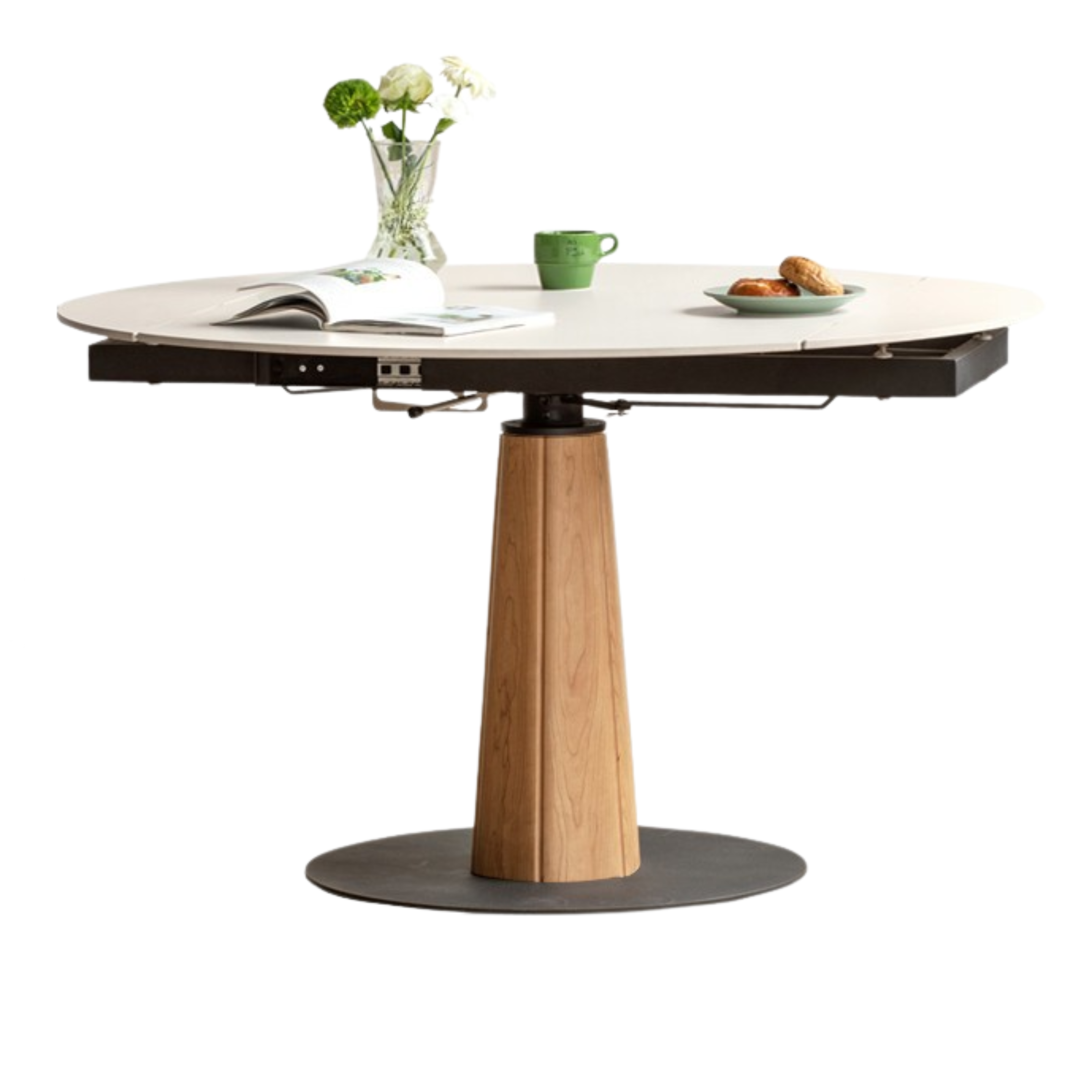 Cherry, Black Walnut, Ash Solid Wood Folding Retro Rock Plate Dining Table