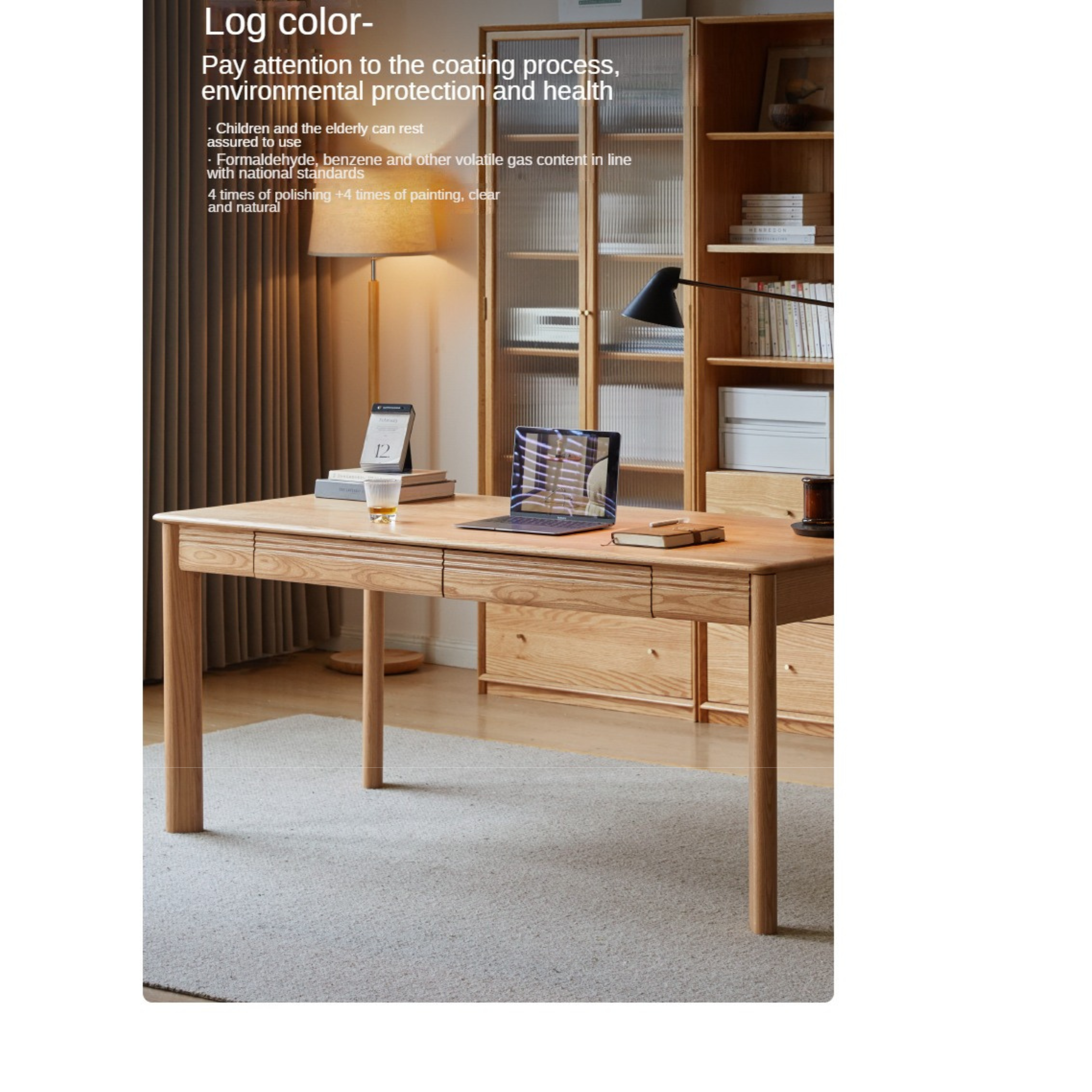 Oak, Ash Solid Wood Long Office Desk