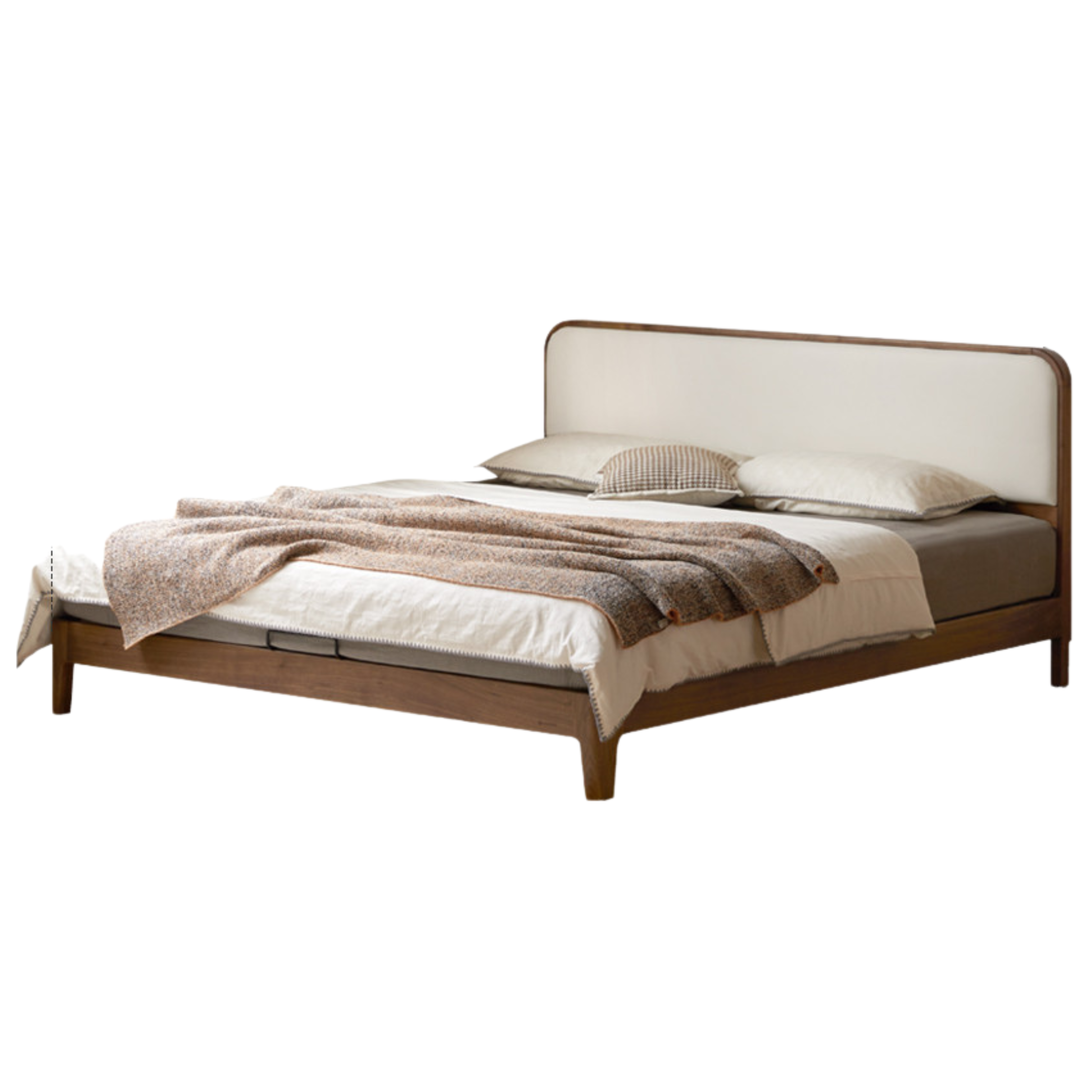 Black Walnut Solid Wood Simple Soft Bed