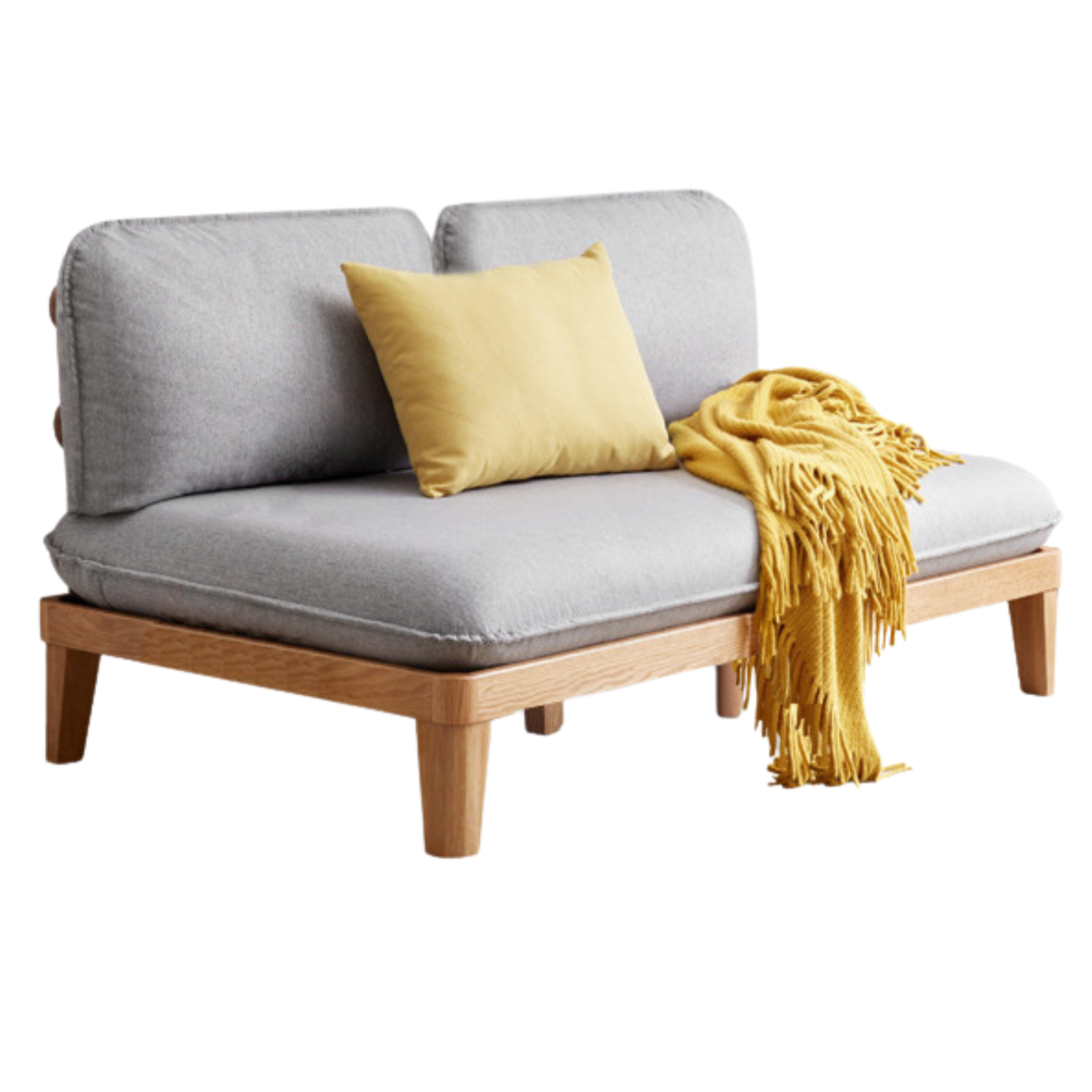 Oak Solid Wood Fabric Sofa.