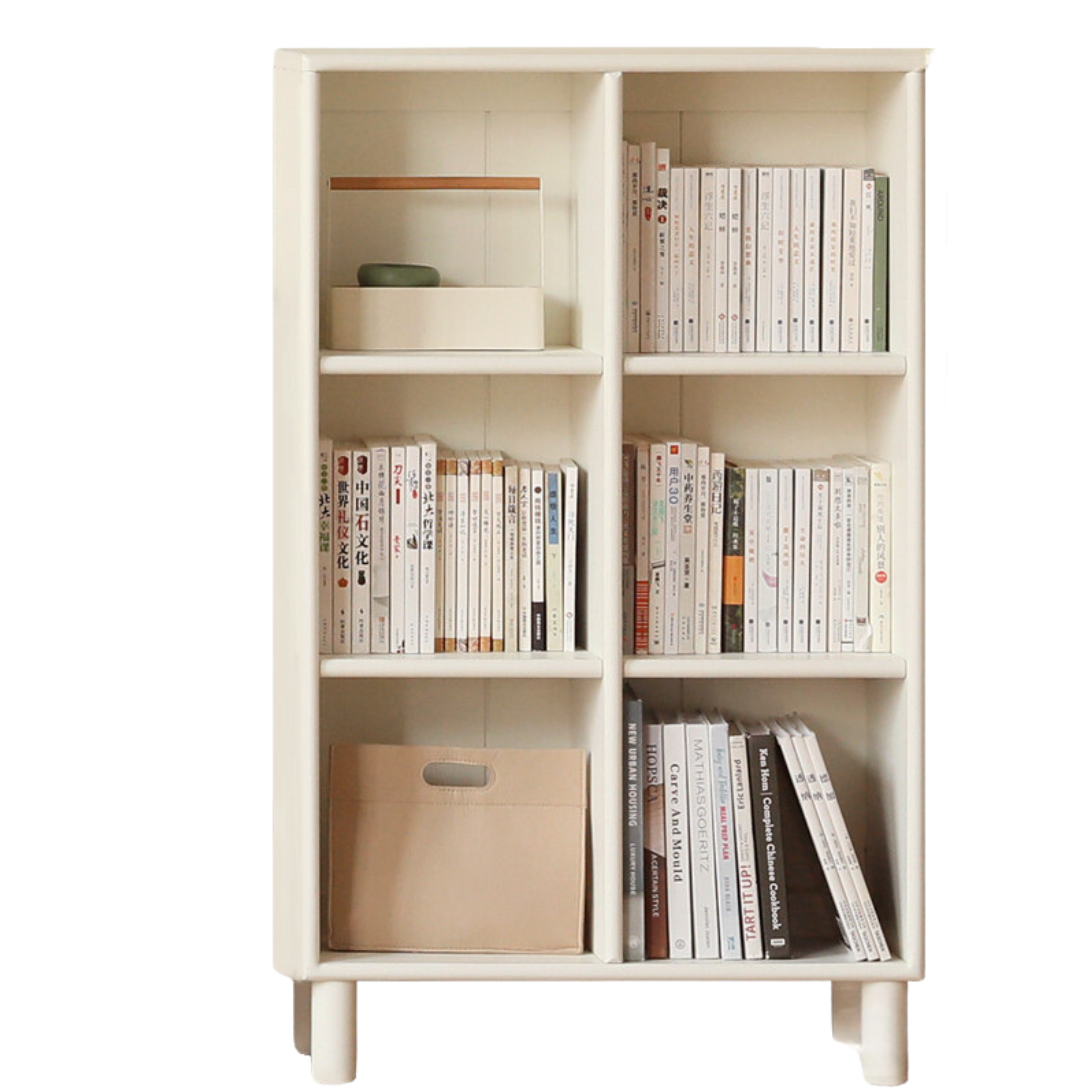 Poplar Solid Wood Bookcase Free Combination Cream Style