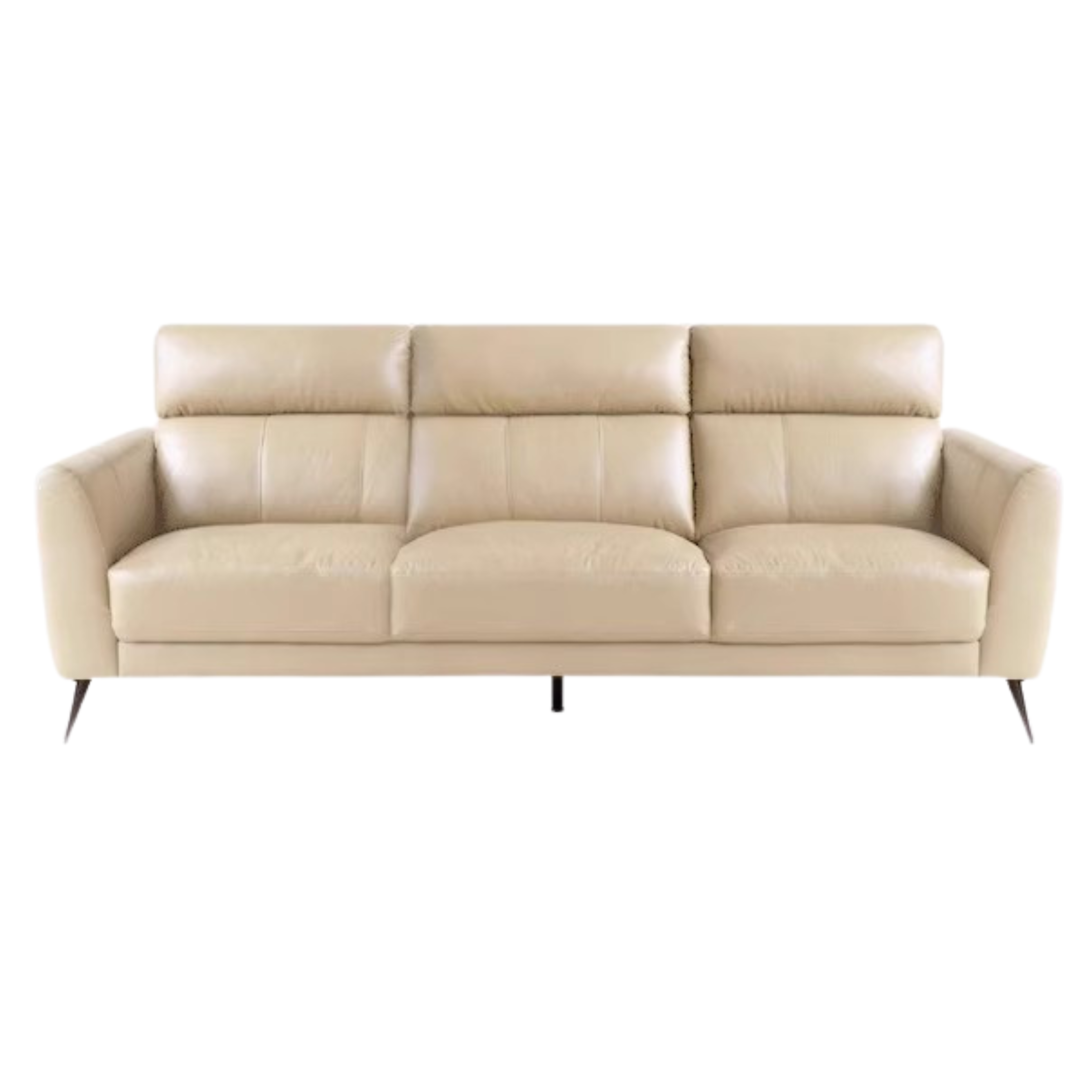 First-layer Yellow Cowhide Leather Sofa Light Luxury Italian Style.