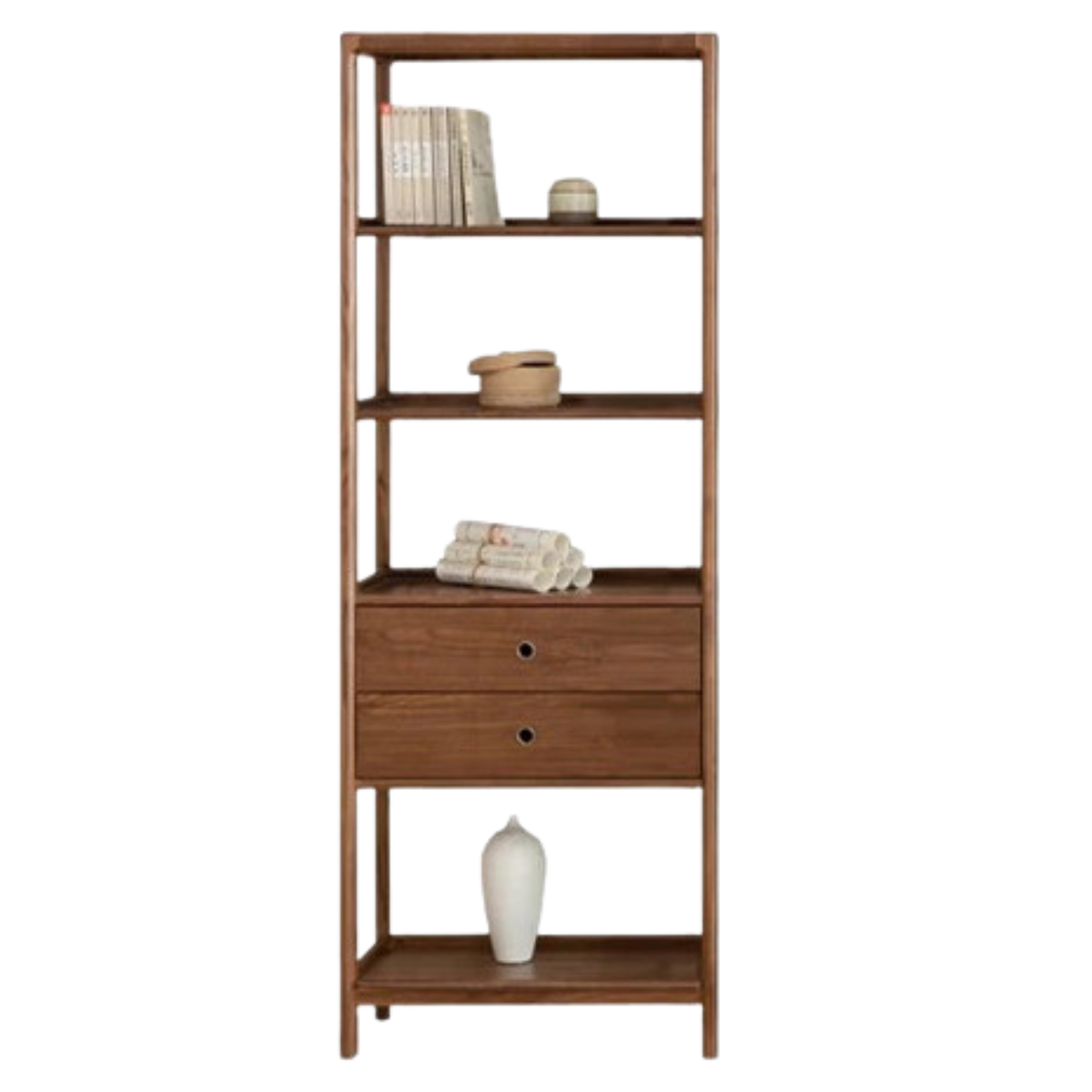 Black Walnut, Ash Solid Wood Bookshelf Combined Bookcase Display Cabinet Wall Shelf
