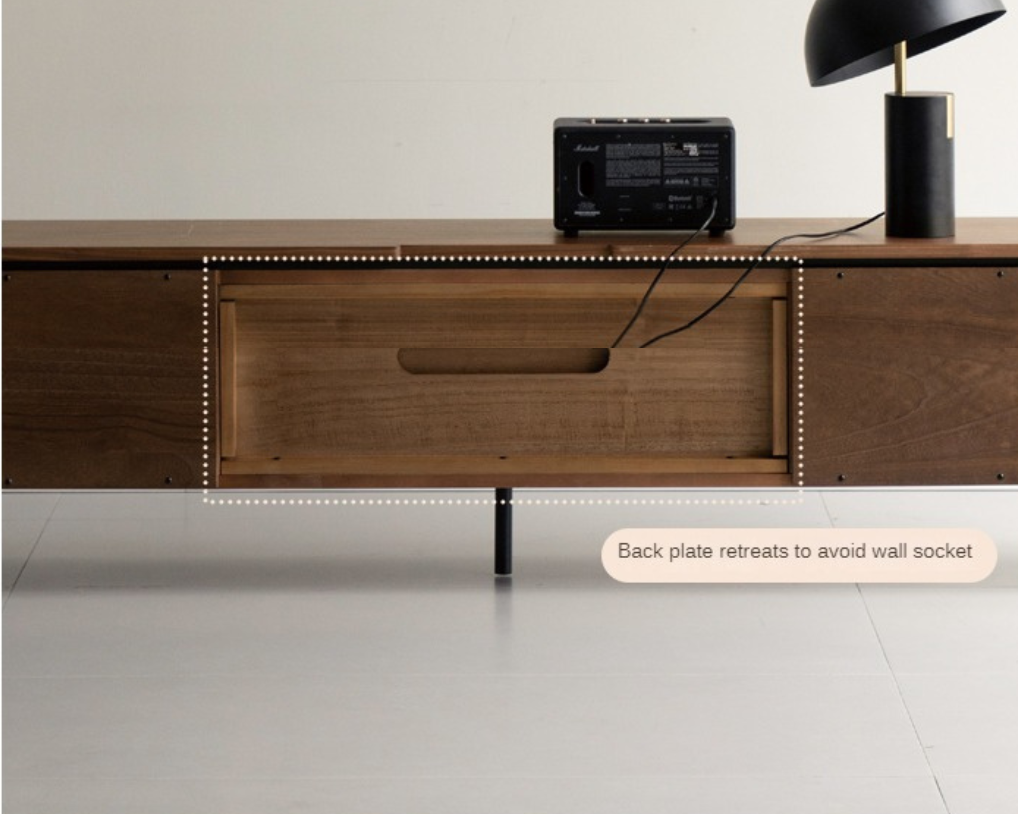 Black Walnut Solid Wood Italian Light Luxury TV Cabinet.