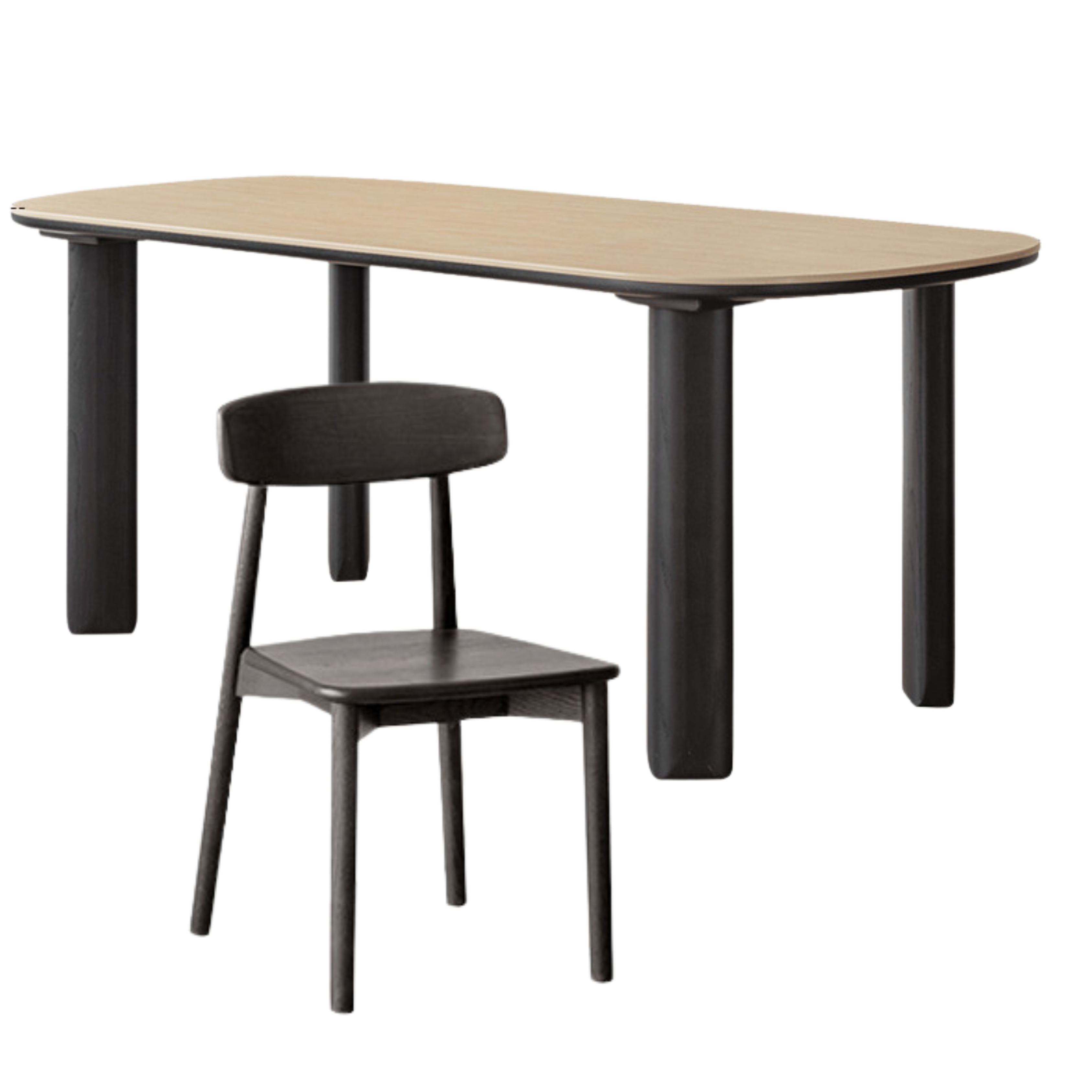 Solid Rubberwood travertine slate Dining Table