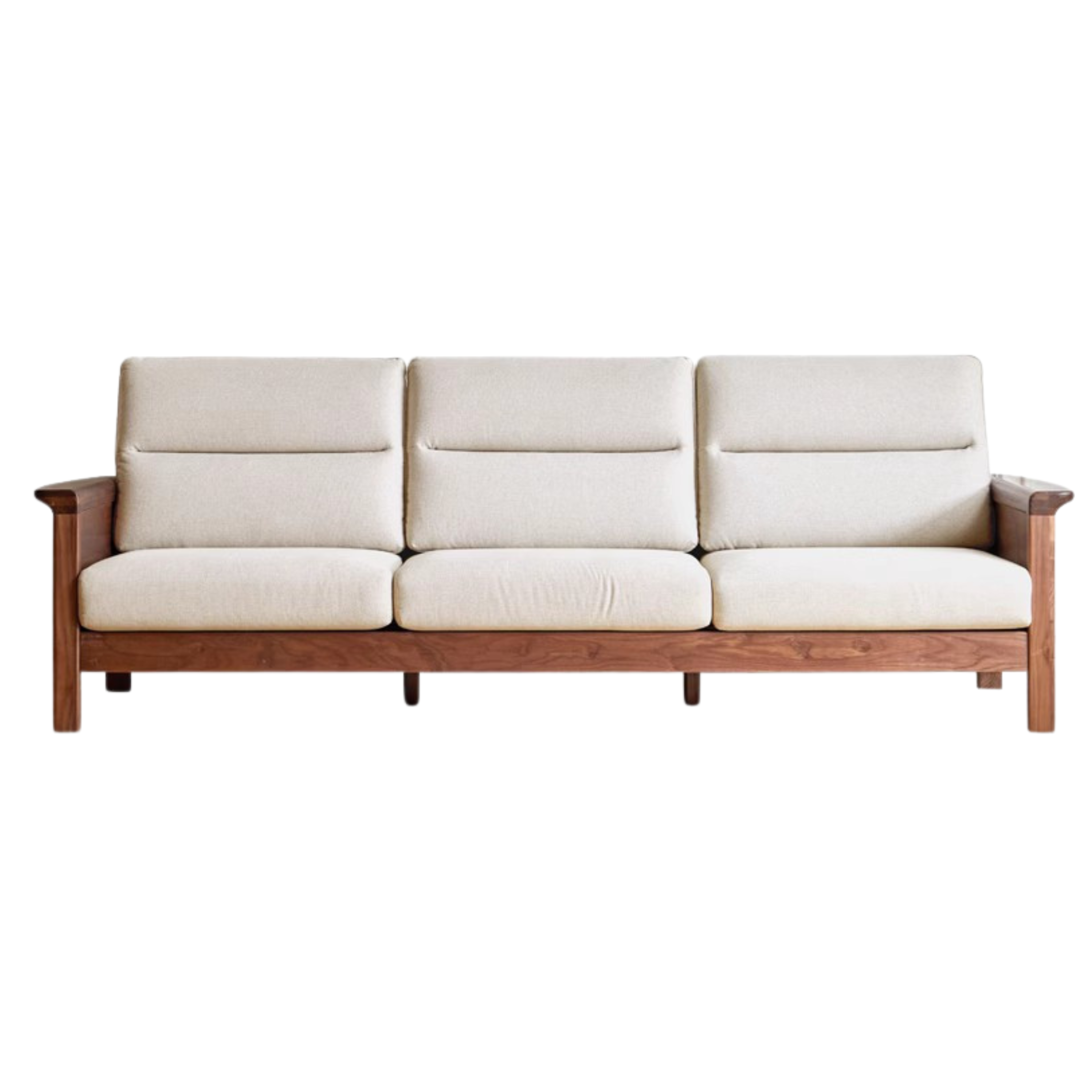 Sandalwood, Black Walnut Solid Wood Fabric Sofa.