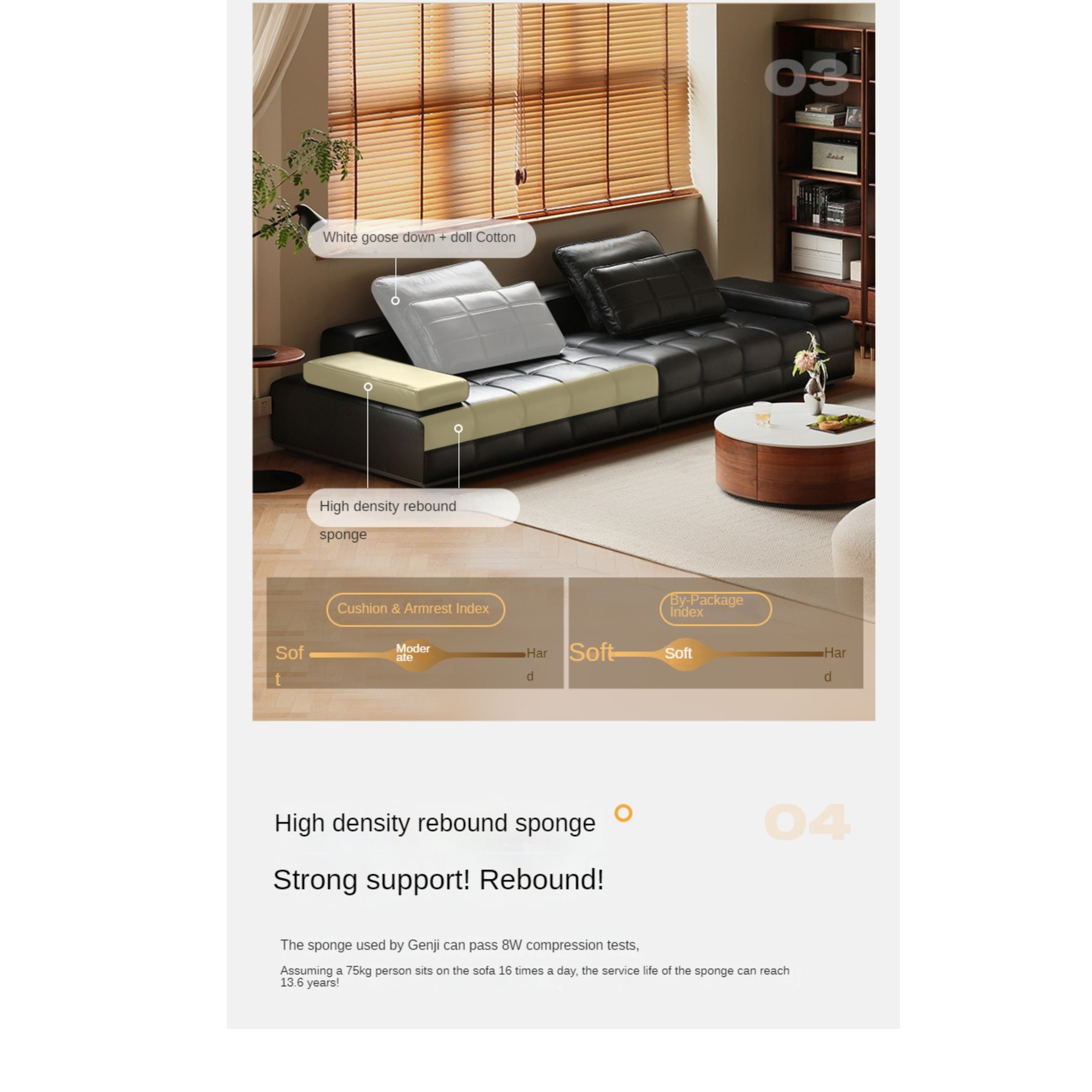 Leather Sofa Italian Black Straight Head Layer Yellow Cowhide.